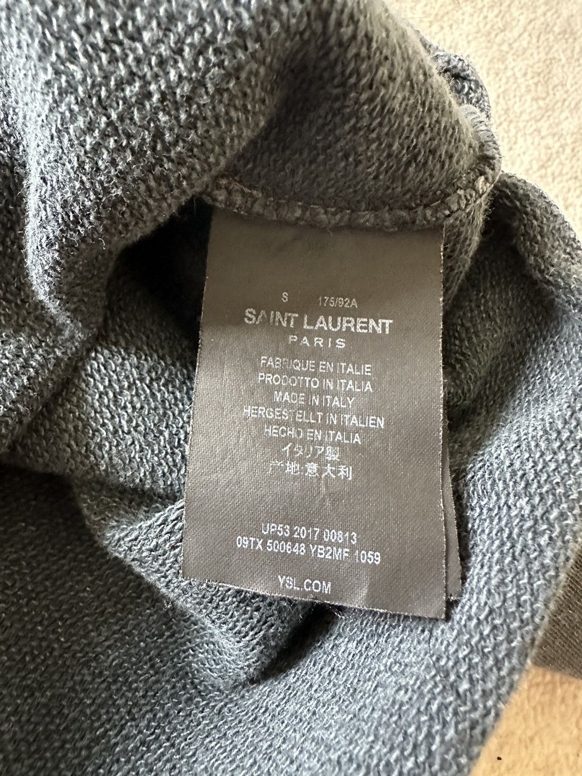 Saint Laurent Paris $890 Saint Laurent acid wash grey Rive Gauche logo hoodie Size US S / EU 44-46 / 1 - 8 Thumbnail