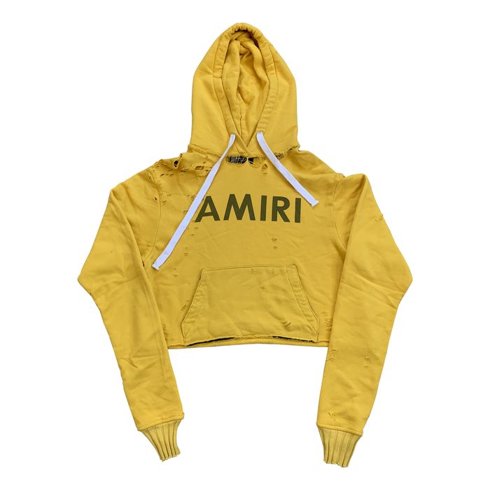 Amiri Amiri Distressed Cropped Logo Hoodie | Grailed