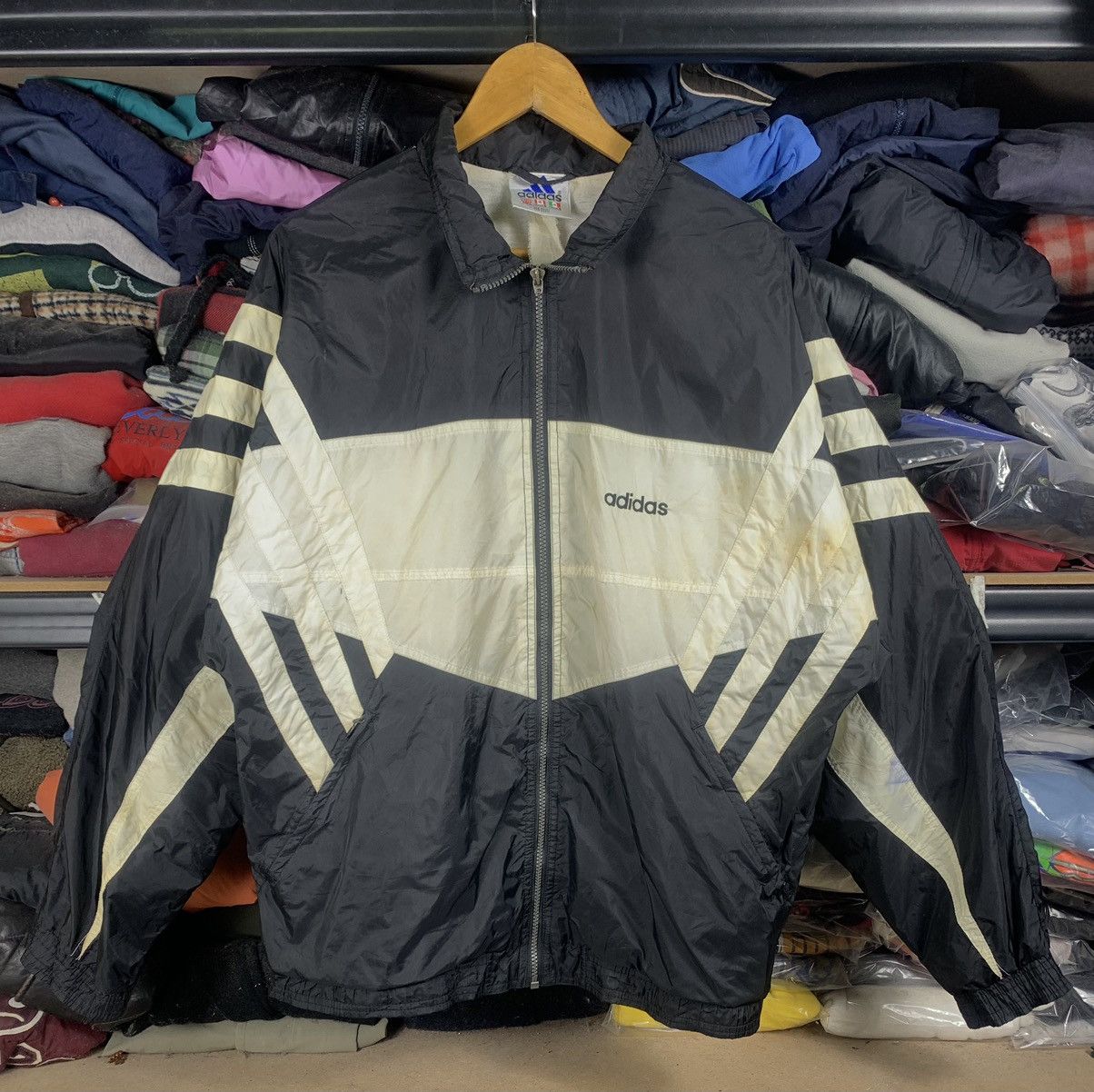 Image of 90's Adidas Equipment Winbreaker Jacket in Black, Men's (Size XL)