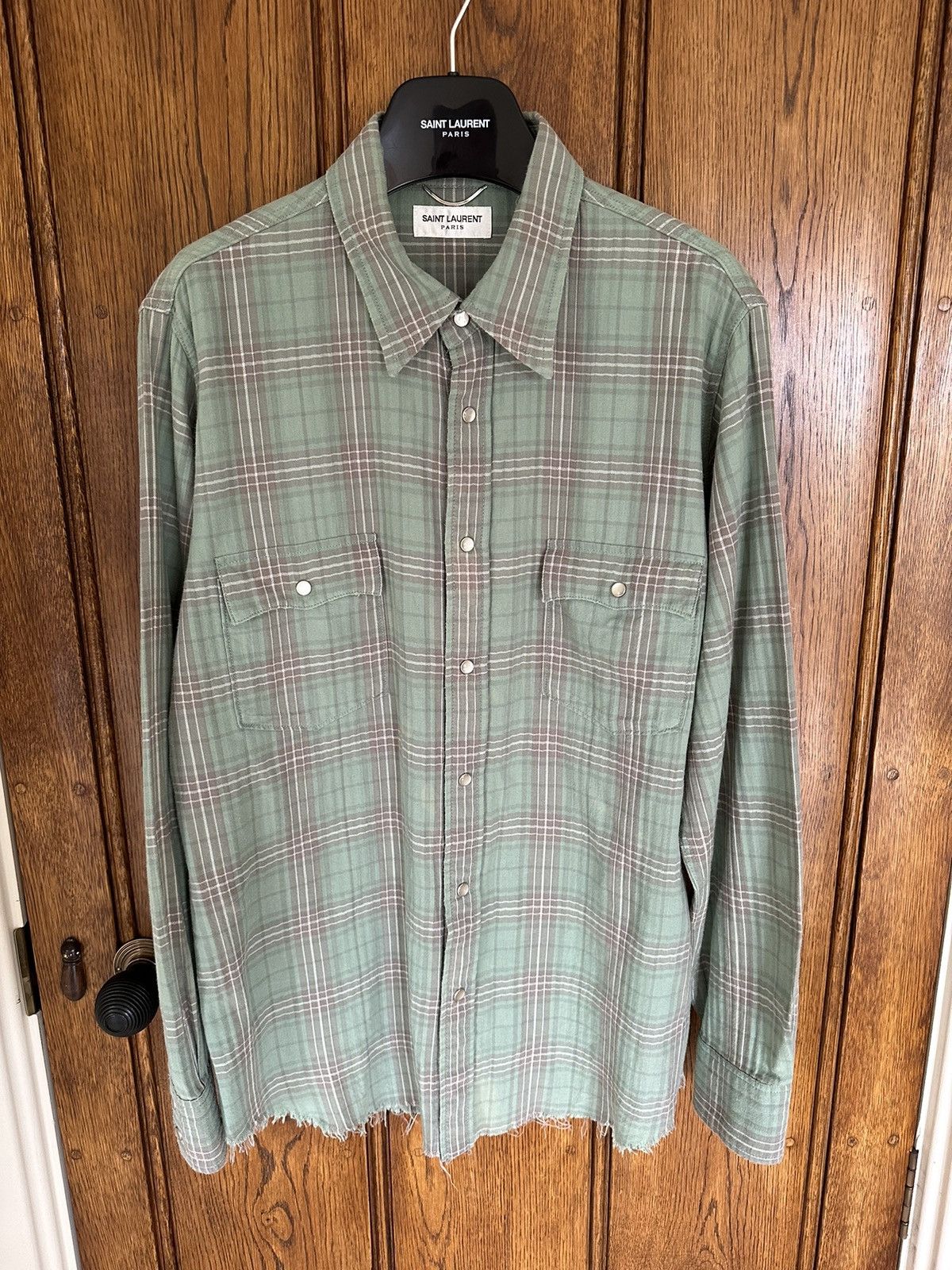 Saint Laurent Paris SS16 Grail Saint Laurent Surf Sound raw hem flannel Hedi Size US XL / EU 56 / 4 - 3 Thumbnail