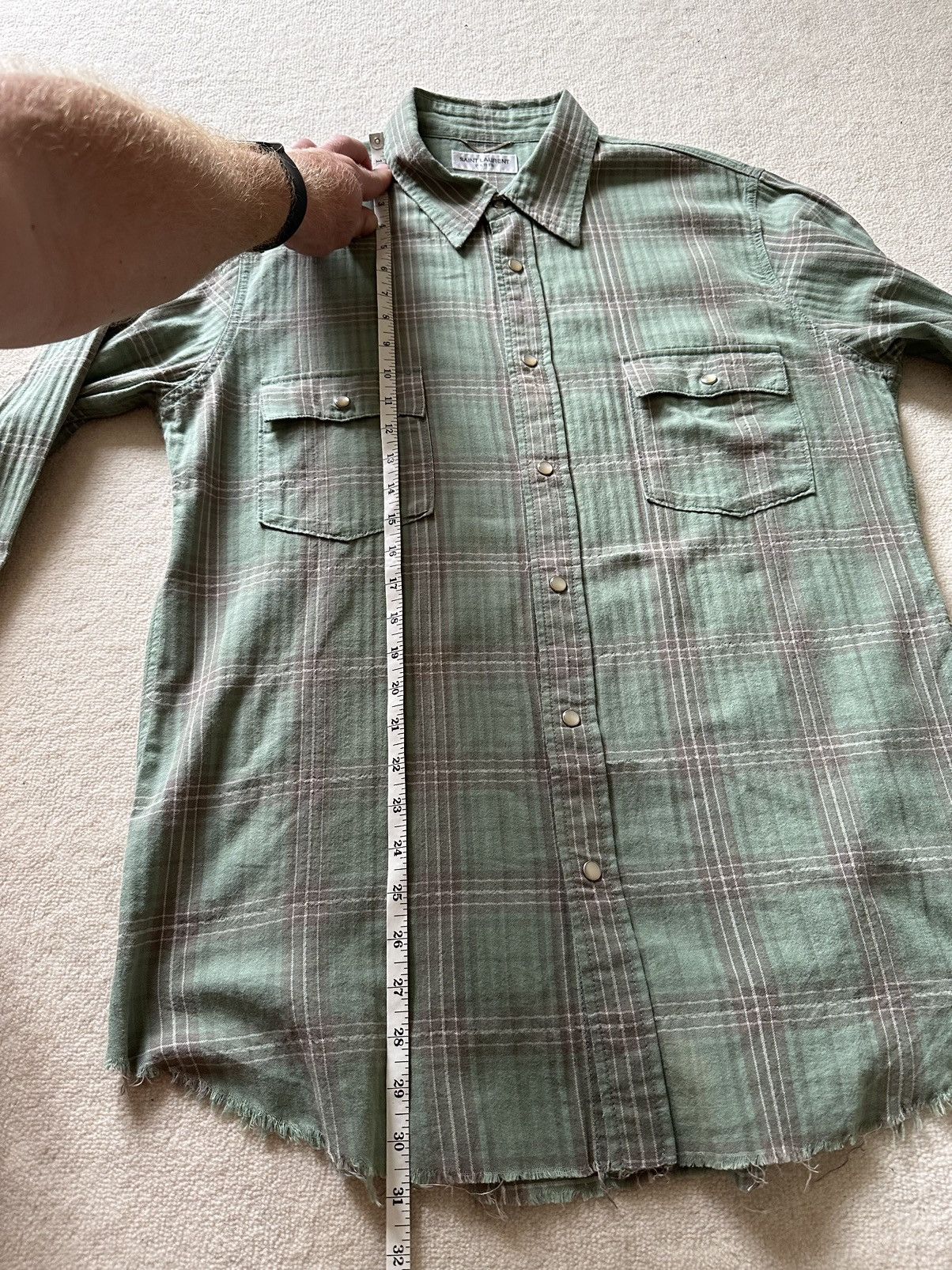 Saint Laurent Paris SS16 Grail Saint Laurent Surf Sound raw hem flannel Hedi Size US XL / EU 56 / 4 - 9 Thumbnail