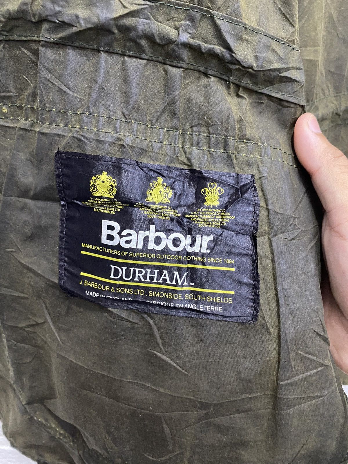 Barbour × Kiko Kostadinov × Vintage 🔥VINTAGE BARBOUR DURHAM WAXED DISTRESSED PARKA JACKET Size US L / EU 52-54 / 3 - 12 Thumbnail
