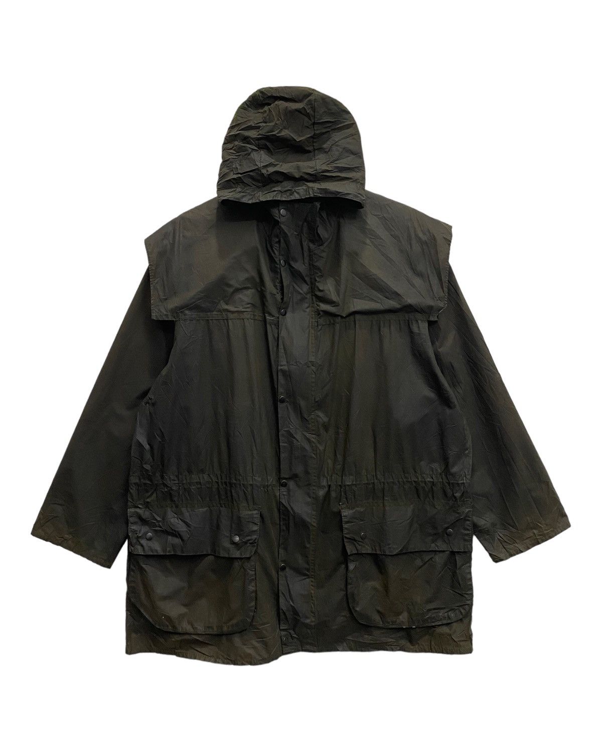 image of Vintage Barbour Durham Waxed Distressed Parka Jacket in Brown, Men's (Size Large)