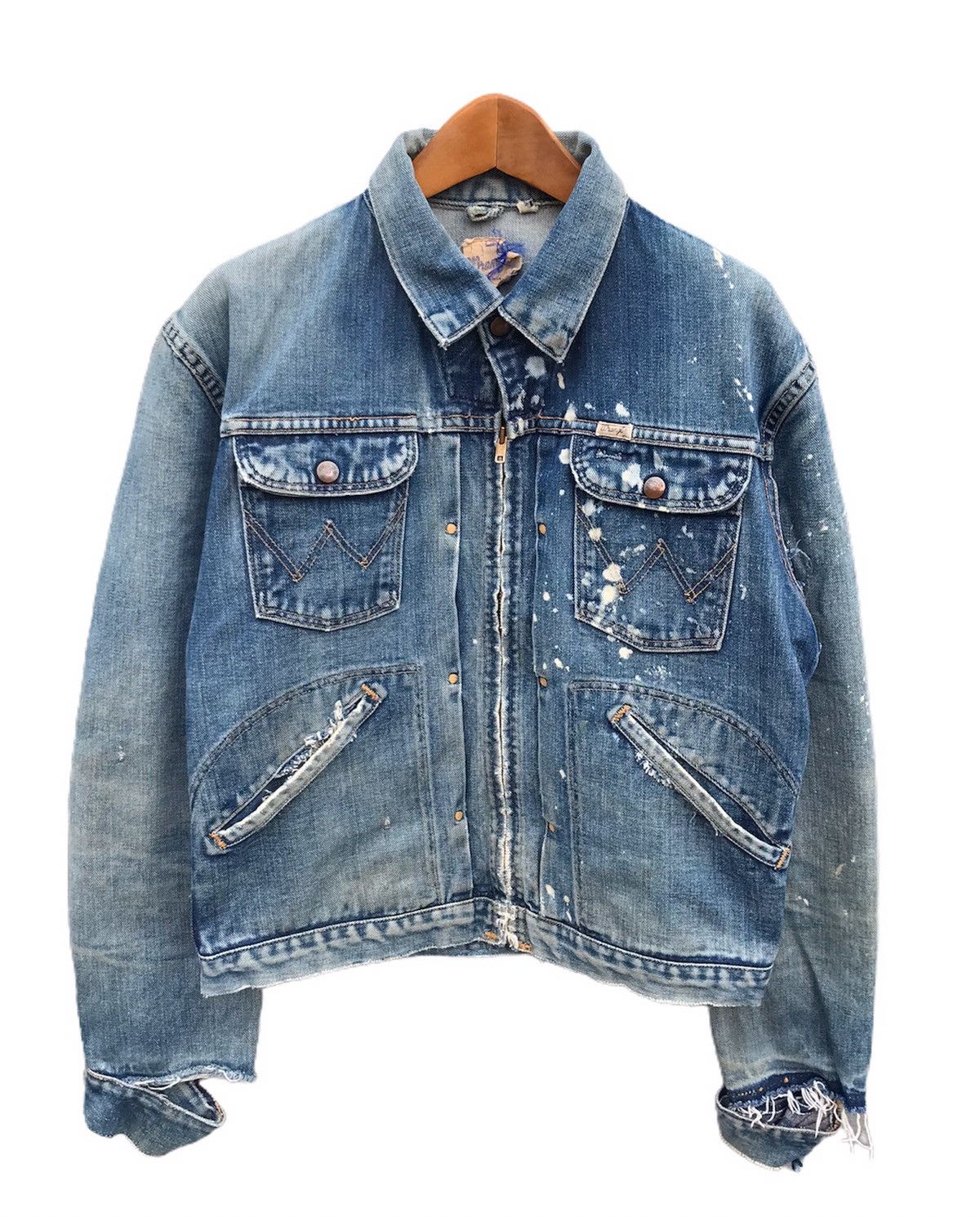 image of Vintage x Wrangler 70's Selvedge Denim Jacket in Light Blue, Men's (Size Small)
