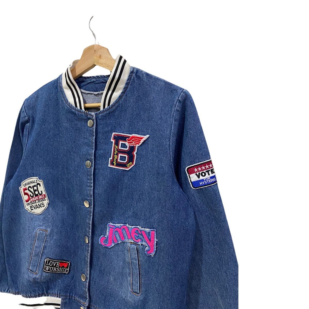 Hysteric Glamour OG🔥HYSTERIS🇯🇵DENIM PATCHES VARSITY JACKET Size US S / EU 44-46 / 1 - 4 Thumbnail