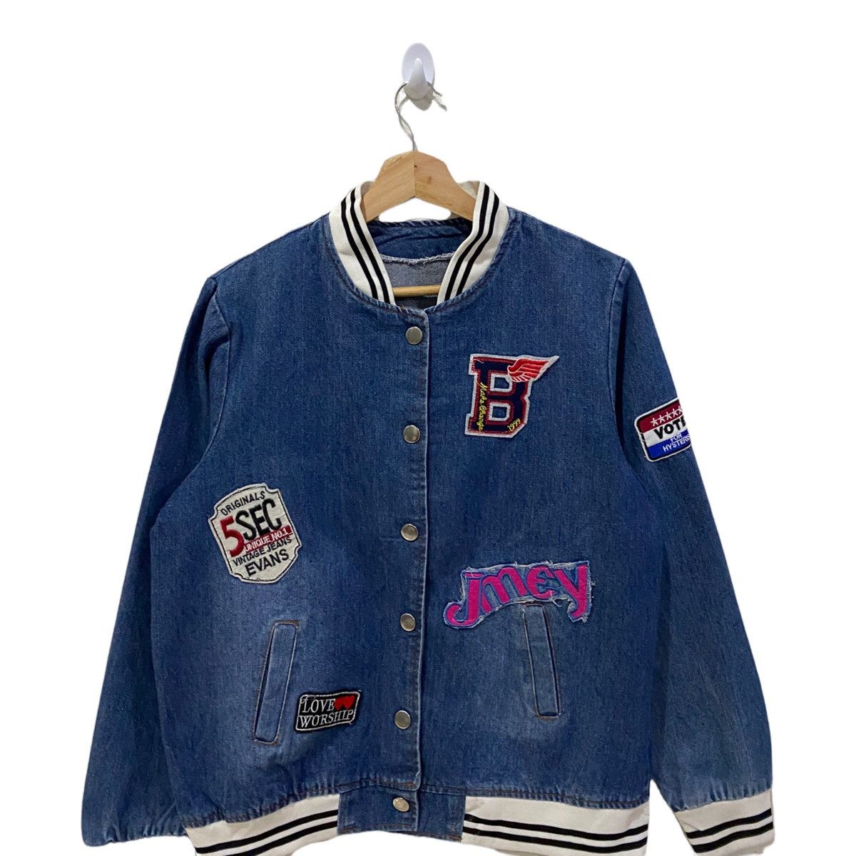 Hysteric Glamour OG🔥HYSTERIS🇯🇵DENIM PATCHES VARSITY JACKET Size US S / EU 44-46 / 1 - 3 Thumbnail