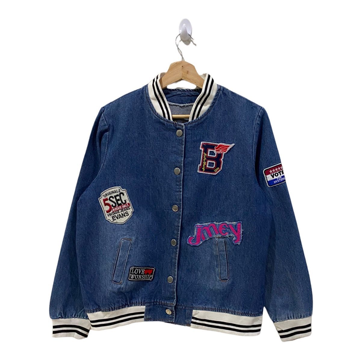 Hysteric Glamour OG🔥HYSTERIS🇯🇵DENIM PATCHES VARSITY JACKET Size US S / EU 44-46 / 1 - 5 Thumbnail