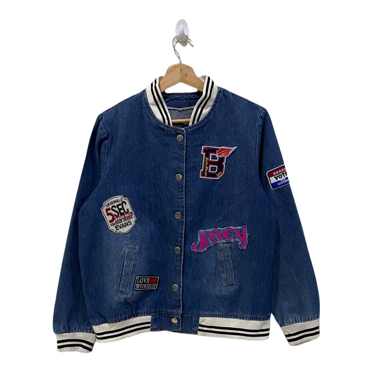 Hysteric Glamour OG🔥HYSTERIS🇯🇵DENIM PATCHES VARSITY JACKET Size US S / EU 44-46 / 1 - 1 Thumbnail