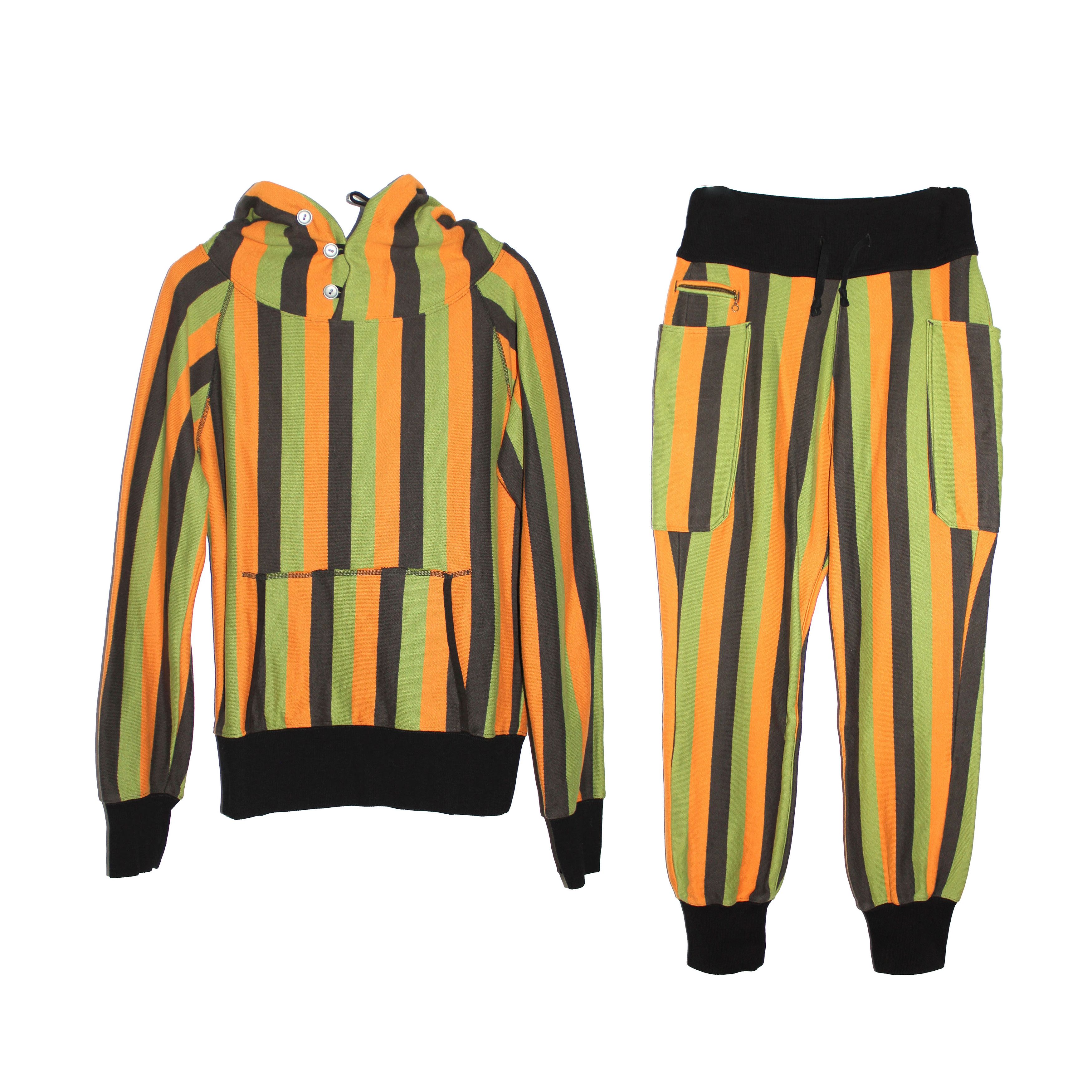 Kapital Kabukital Fleece Lined Striped Cotton Hoodie and Sweatpants Size US S / EU 44-46 / 1 - 1 Thumbnail