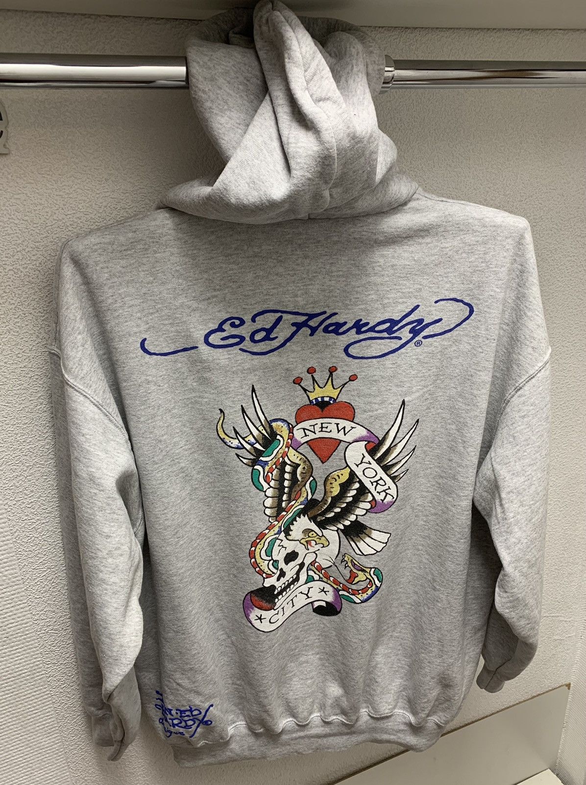 image of Ed Hardy Vintage Big Logo Hoodie Tiger 2Xl in Grey, Men's