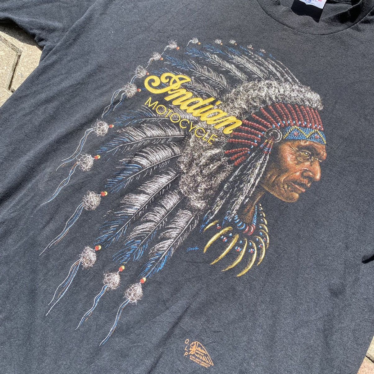 Japanese Brand × Vintage Vintage 90s 1991 Indian Motocycle T-Shirt Size US L / EU 52-54 / 3 - 2 Thumbnail