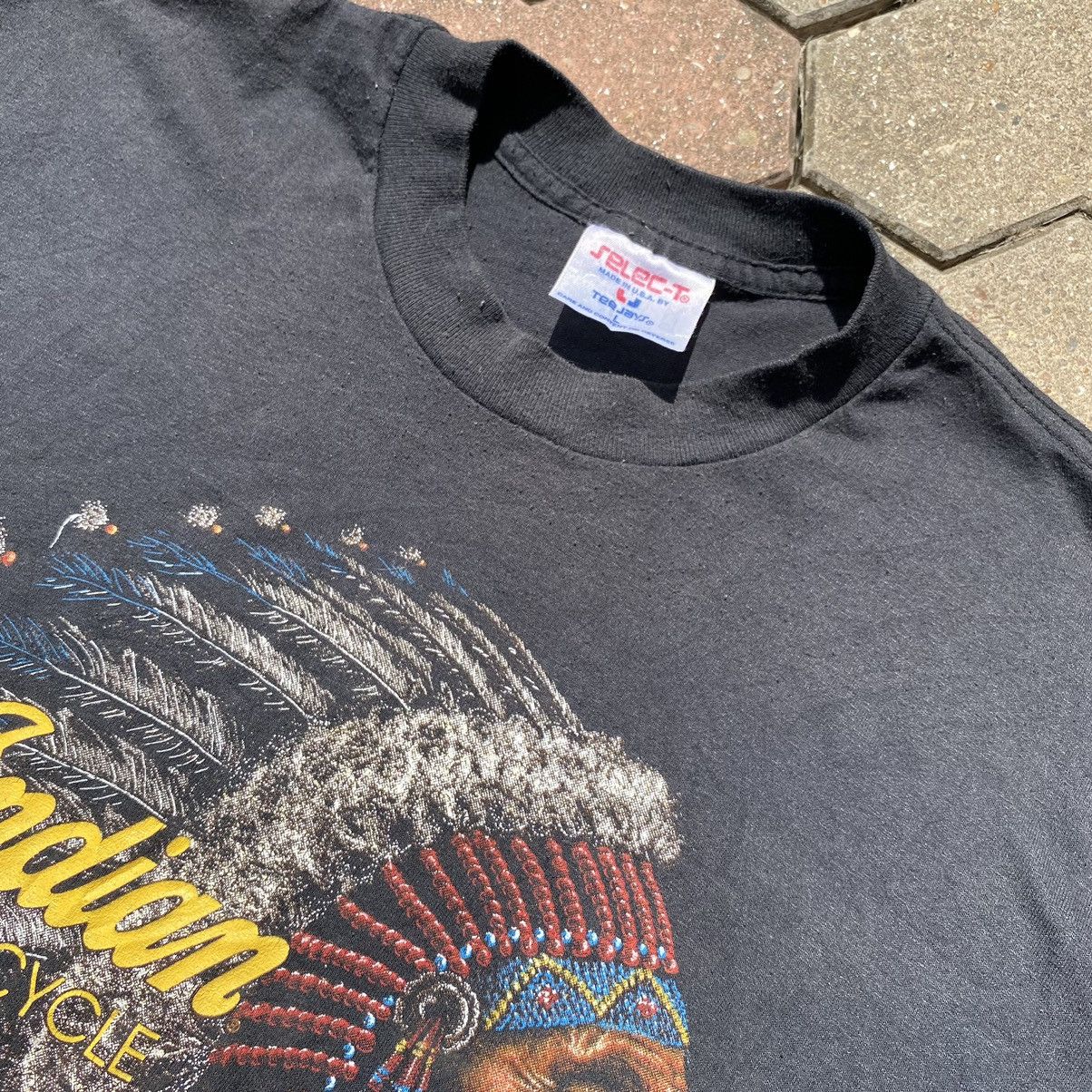 Japanese Brand × Vintage Vintage 90s 1991 Indian Motocycle T-Shirt Size US L / EU 52-54 / 3 - 4 Thumbnail