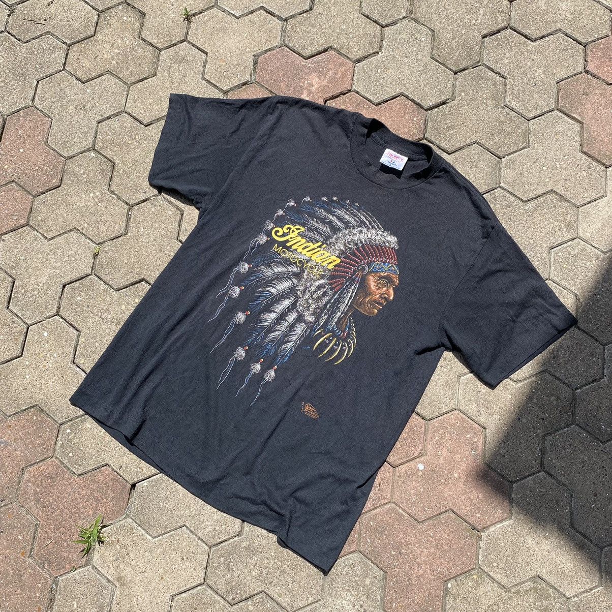 Japanese Brand × Vintage Vintage 90s 1991 Indian Motocycle T-Shirt Size US L / EU 52-54 / 3 - 1 Thumbnail