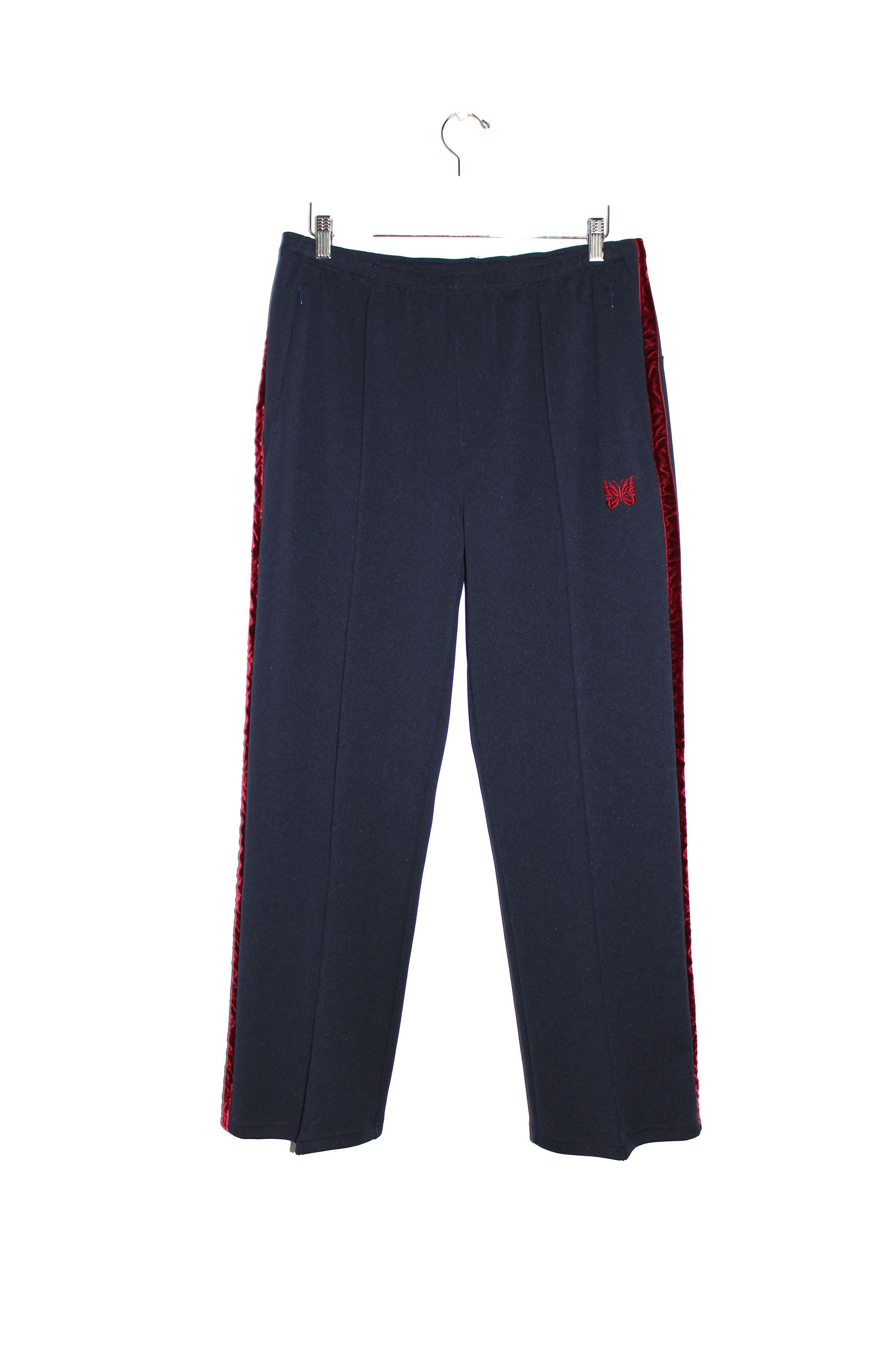 Pre-owned Needles Navy Polyester Velvet Trim Long Track Pants In Blue