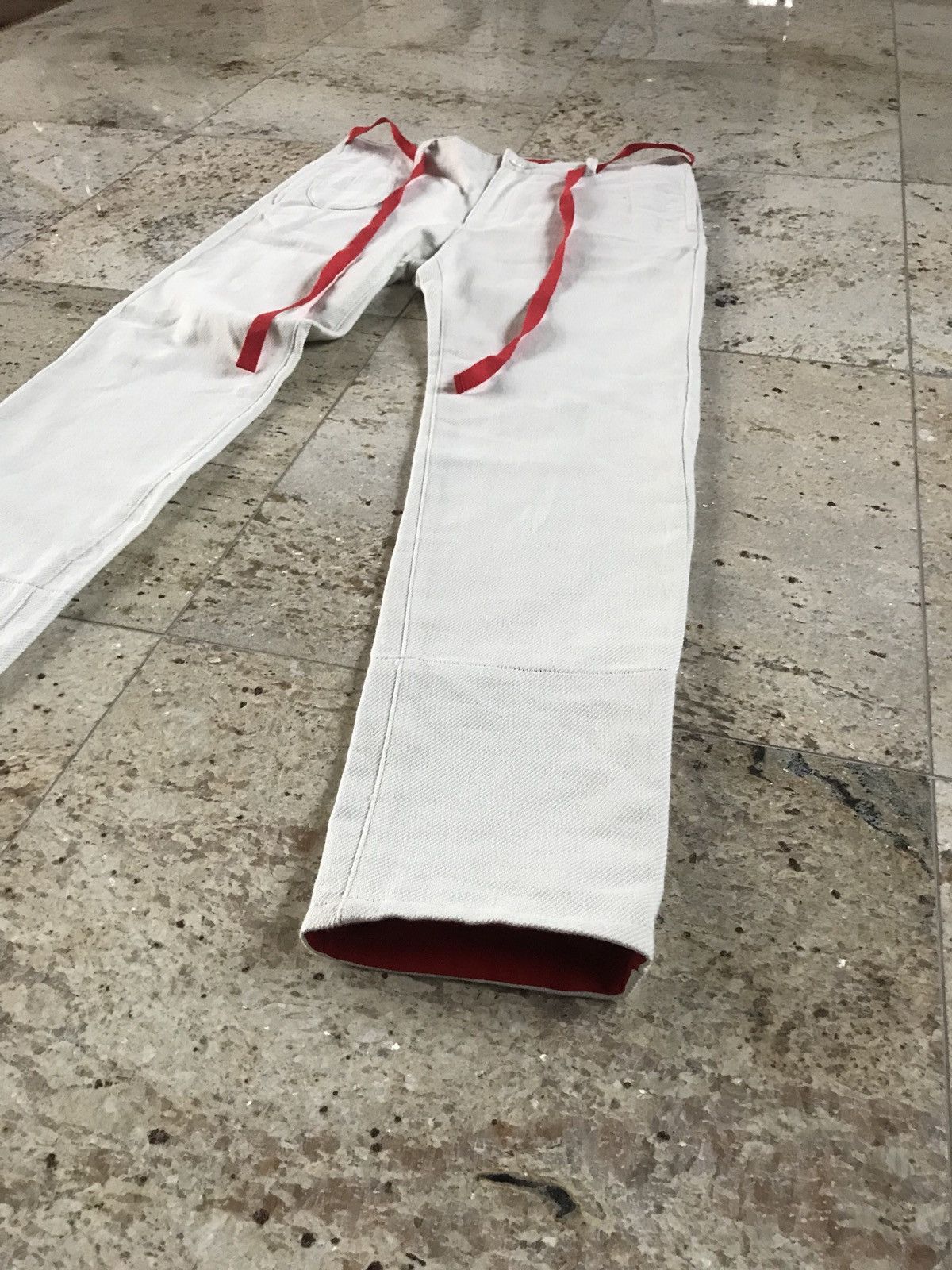 Undercover Casual Ecru Pants With Red Rope Belt Size US 36 / EU 52 - 4 Thumbnail