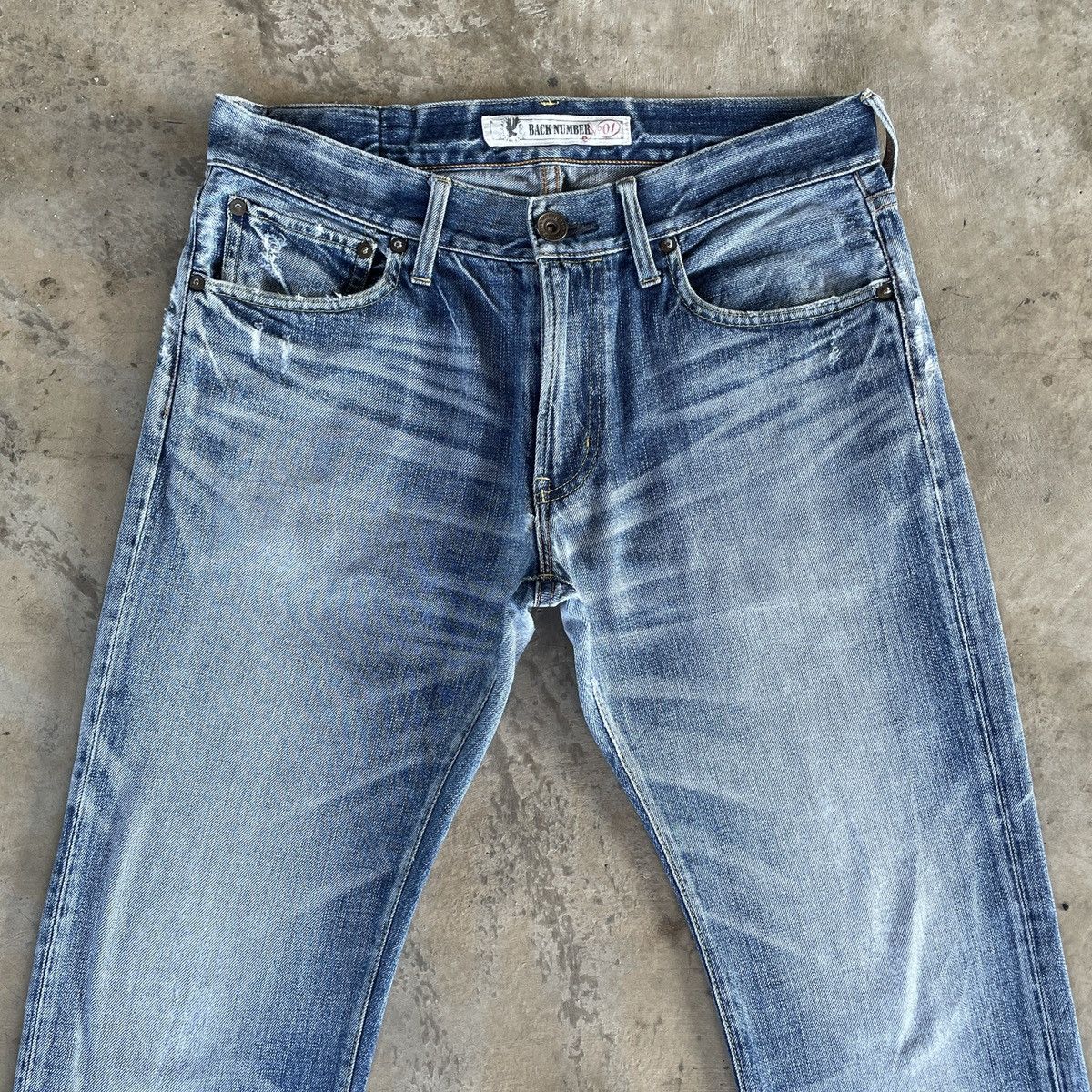 Japanese Brand W32x29💥 Vintage Back Number Faded Denim Jeans Pants Size US 32 / EU 48 - 3 Thumbnail