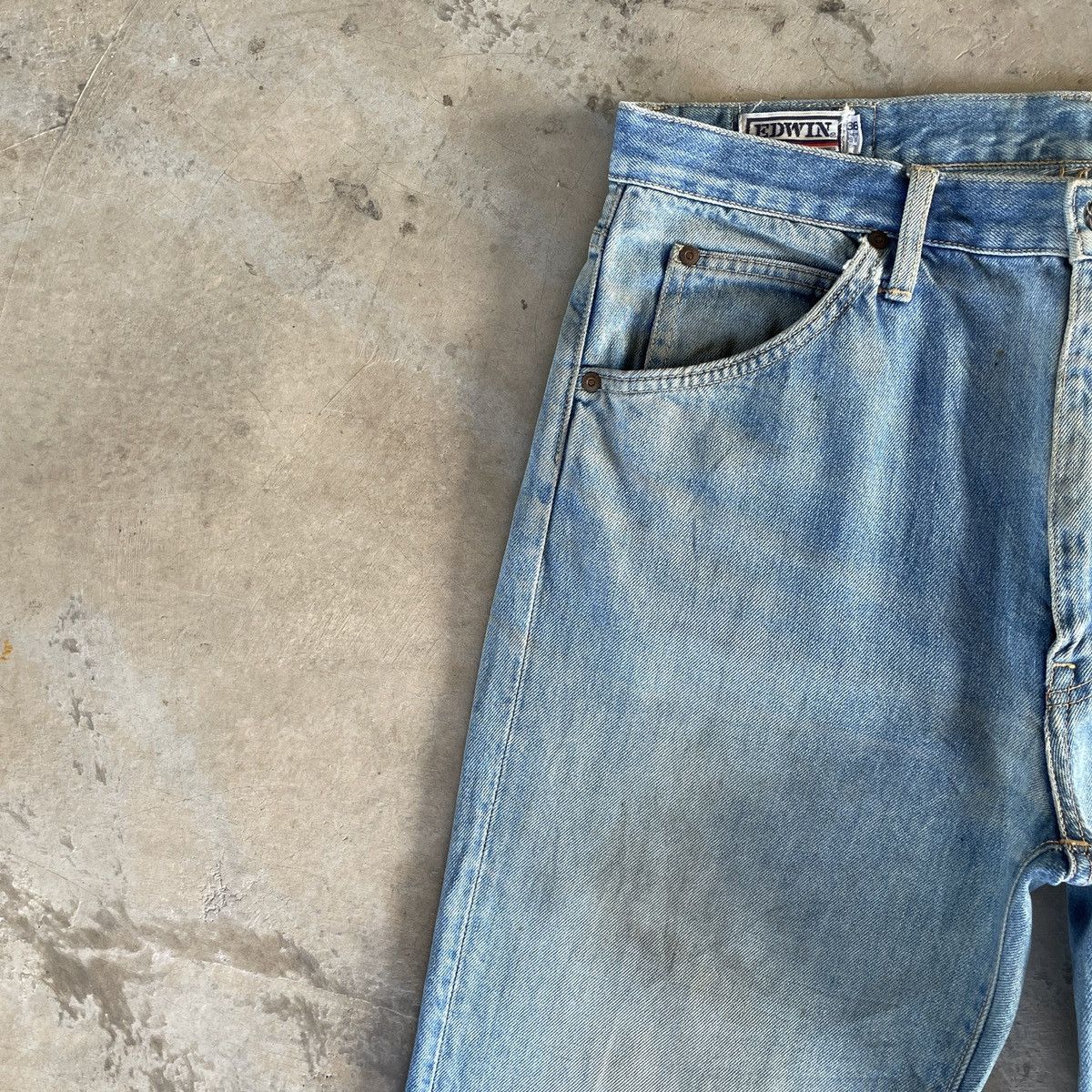 Japanese Brand Vintage Edwin Orange Tag Faded Denim Jeans Pants W34x325 Size US 34 / EU 50 - 5 Thumbnail