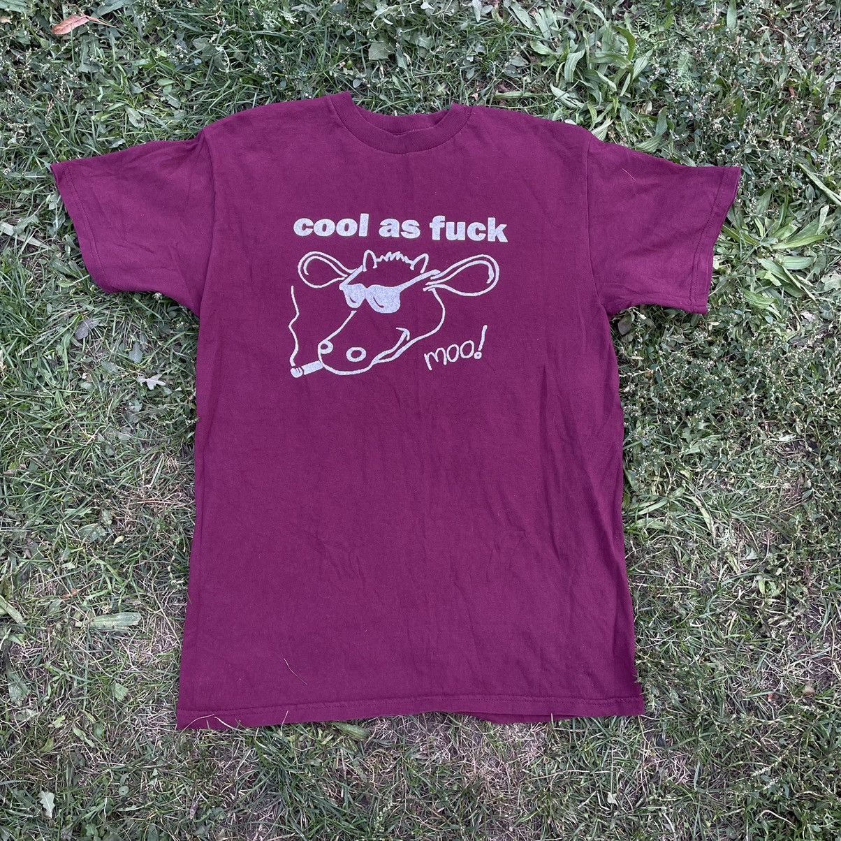 image of Y2K Adult “ Cool As Fck “ Buymypiece Humor Tee in Black, Men's (Size Large)