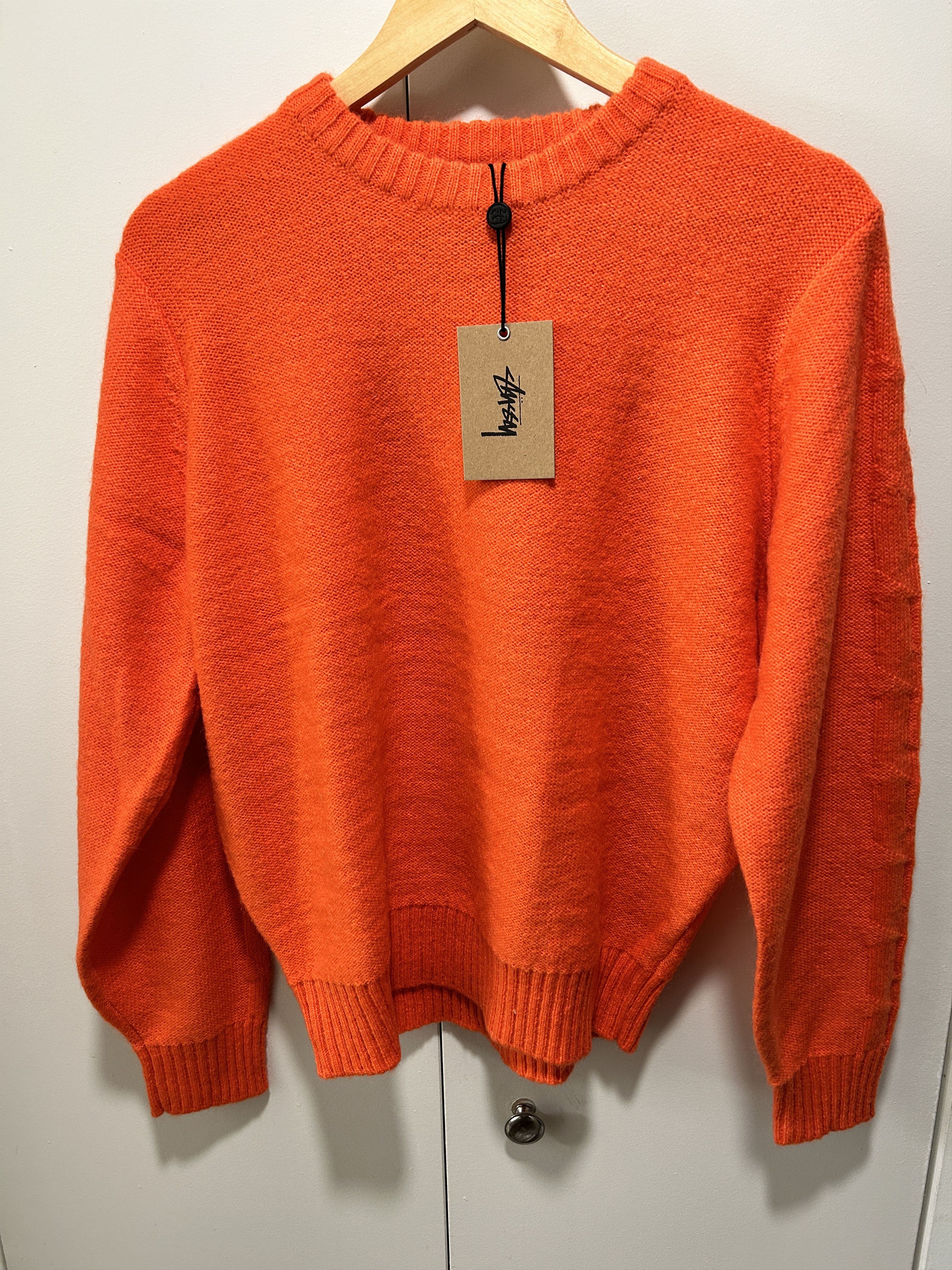 image of Stussy Stripe Men's Sweater Safety Orange Size Small