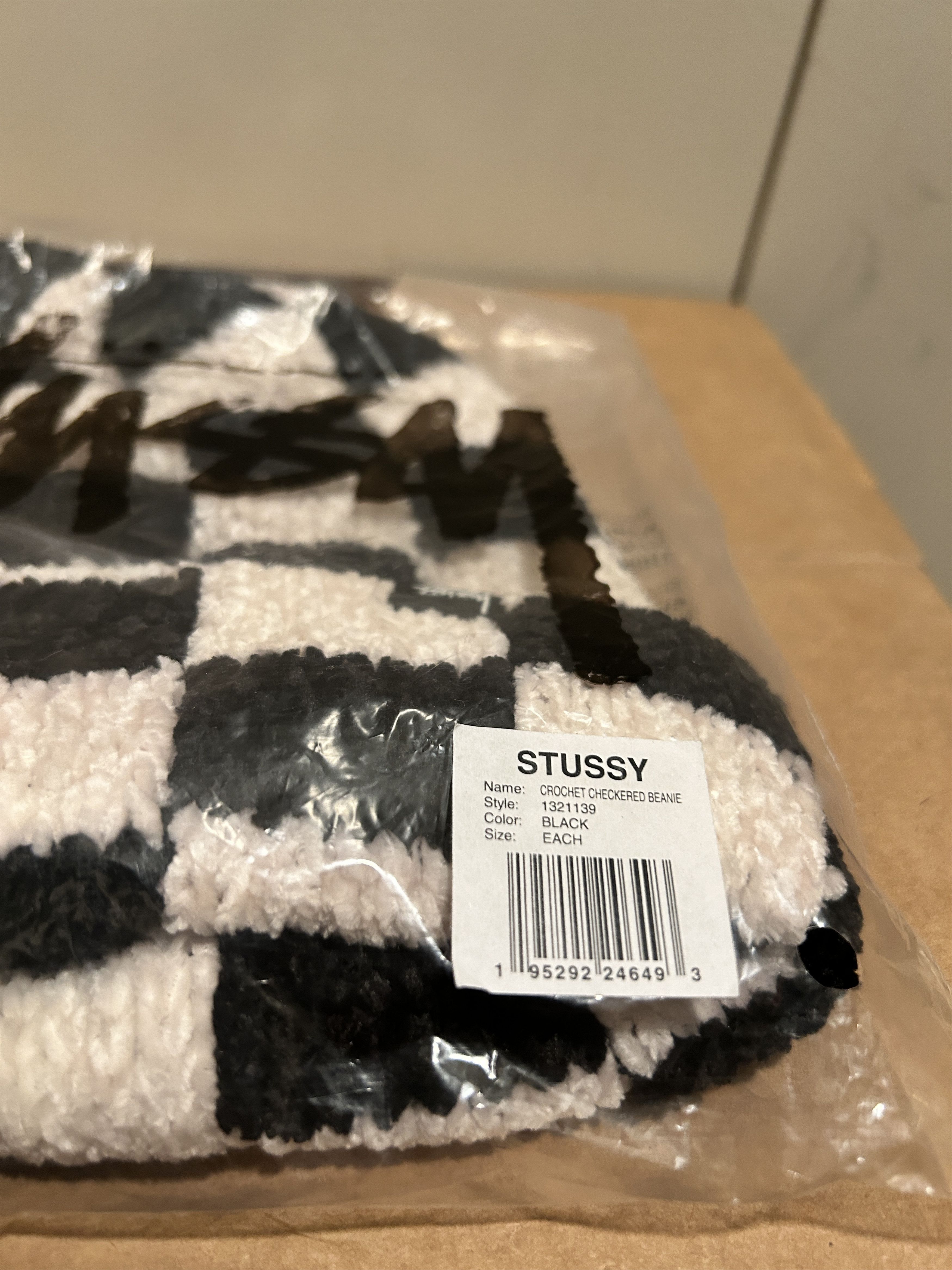 Stussy stussy crochet checker beanie - white/black Size ONE SIZE - 2 Thumbnail