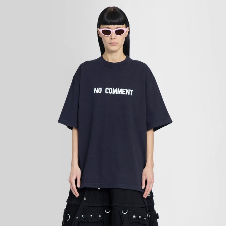 Balenciaga Navy Blue No Comment Oversized T-Shirt Size US S / EU 44-46 / 1 - 2 Thumbnail