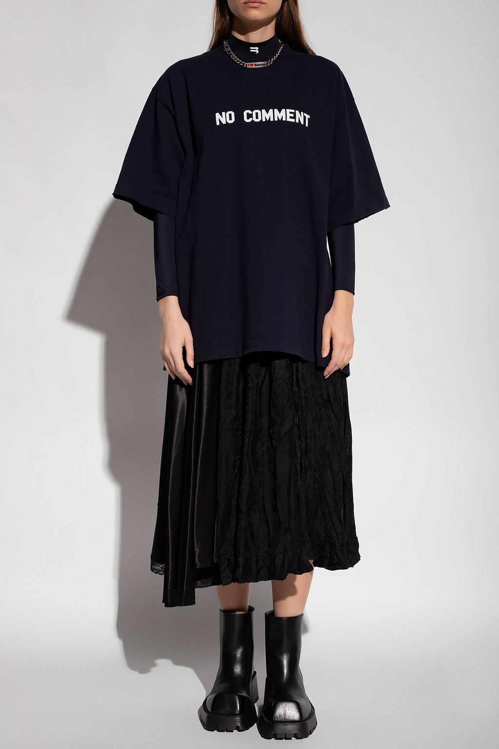 Balenciaga Navy Blue No Comment Oversized T-Shirt Size US S / EU 44-46 / 1 - 4 Thumbnail