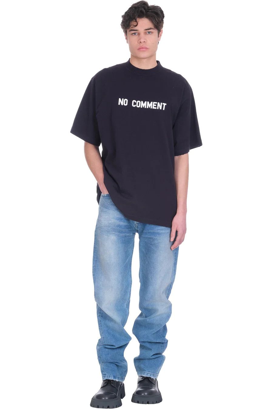 Balenciaga Navy Blue No Comment Oversized T-Shirt Size US S / EU 44-46 / 1 - 6 Thumbnail