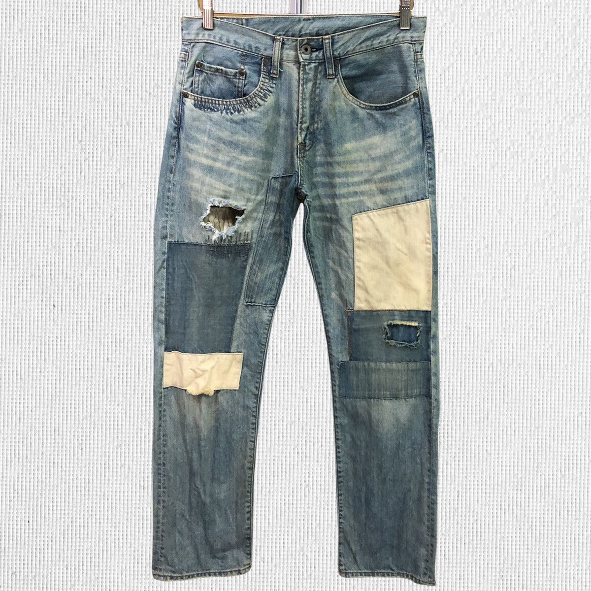 Japanese Brand Vintage PatchWork Distressed Denim Jeans Size US 30 / EU 46 - 1 Thumbnail