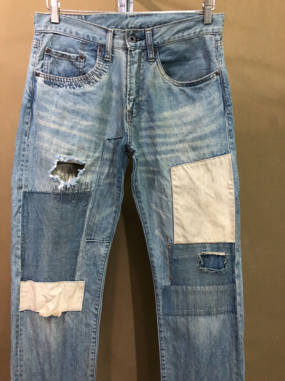 Japanese Brand Vintage PatchWork Distressed Denim Jeans Size US 30 / EU 46 - 3 Thumbnail