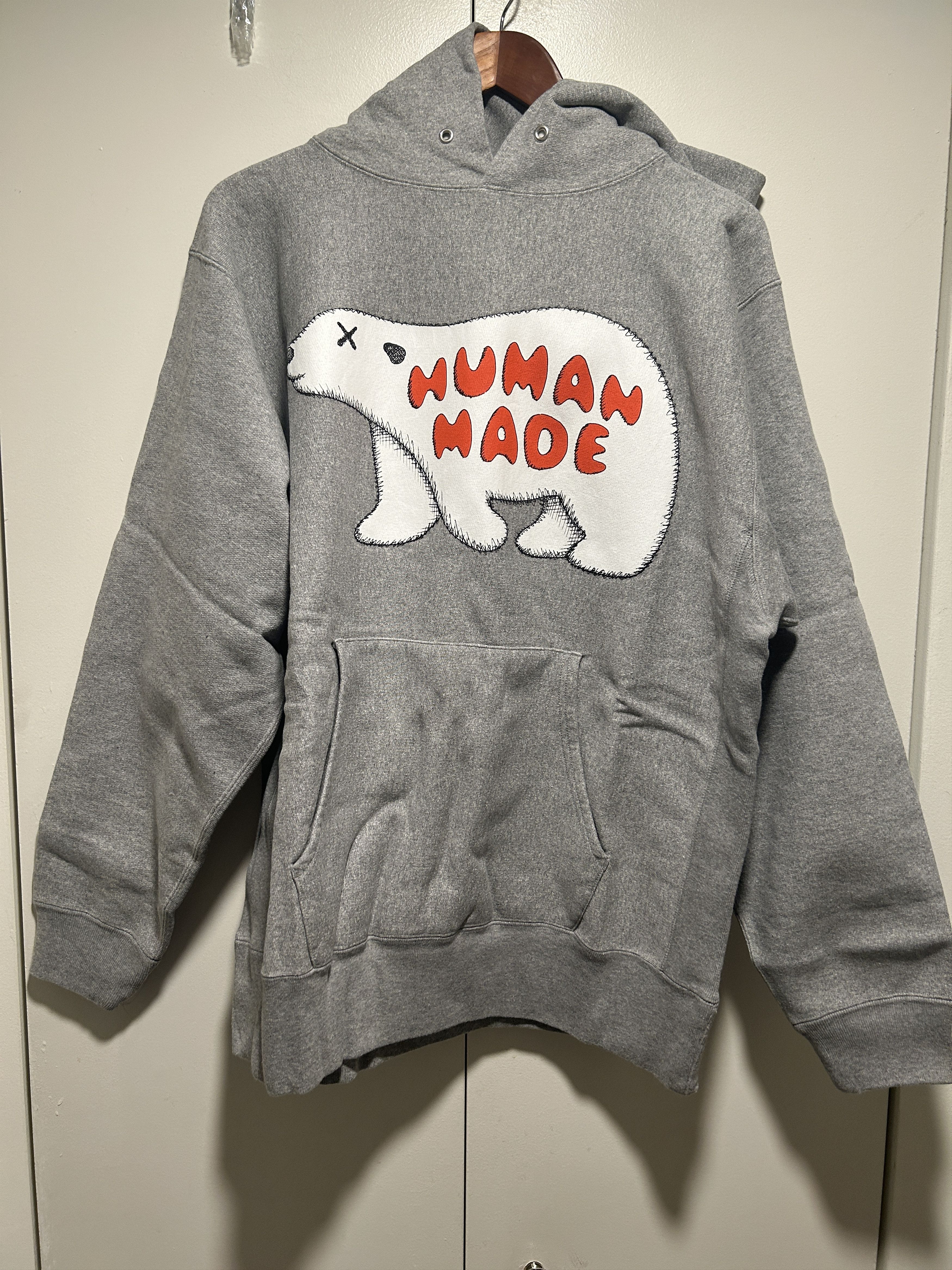 Human Made PIZZA HOODIE KAWS #2 Gray size XXL Polar Bear | Grailed