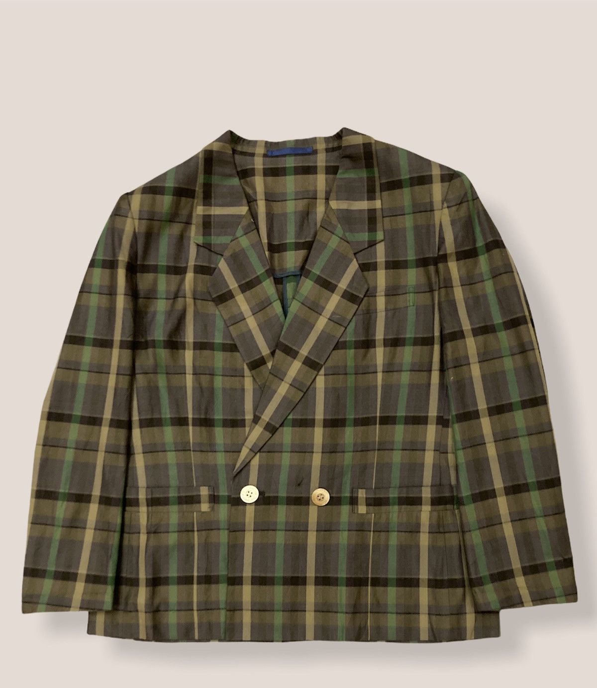 image of Burberry Checkered Blazer Jacket, Men's (Size Large)
