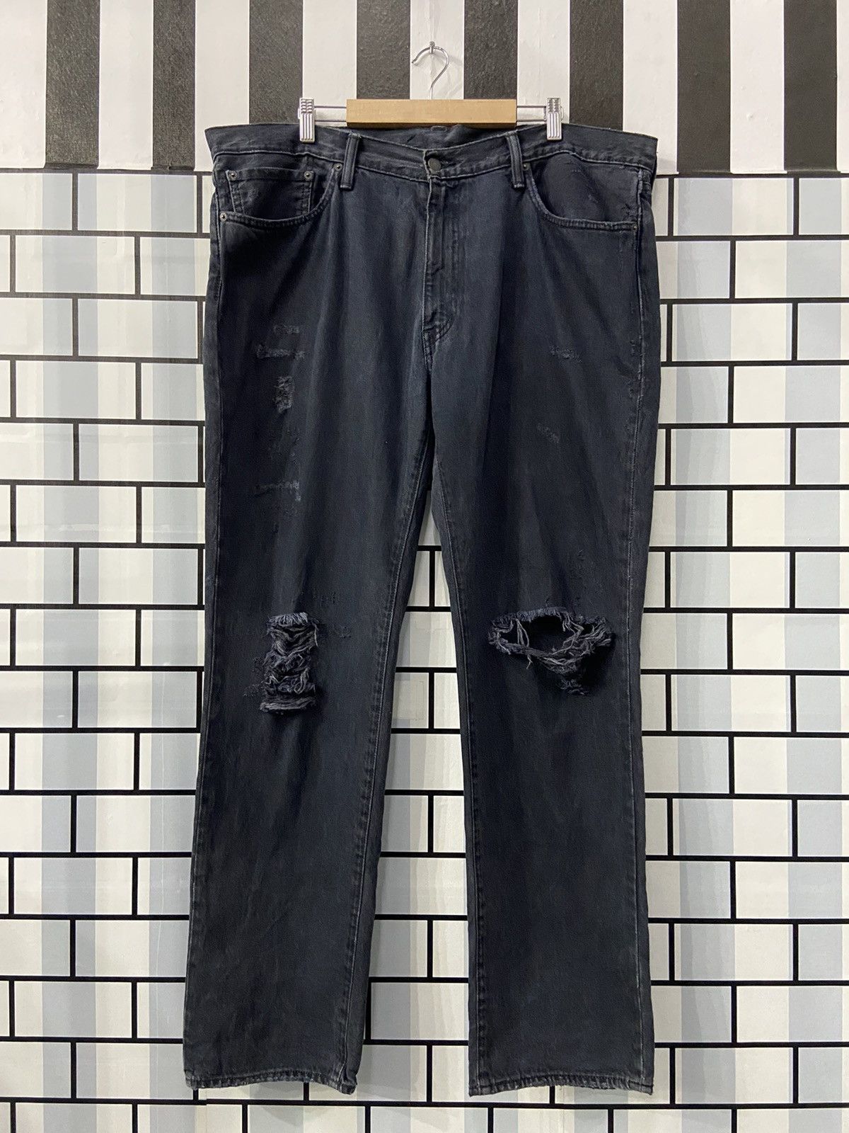 image of Levis x Vintage Levi’S 541 Faded Black Distressed Denim Pants, Men's (Size 43)