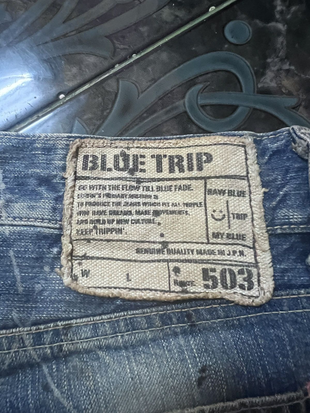 Japanese Brand THRASHED💥EDWIN 503 RIPPED DISTRESSED DENIM PANT Size US 36 / EU 52 - 7 Thumbnail