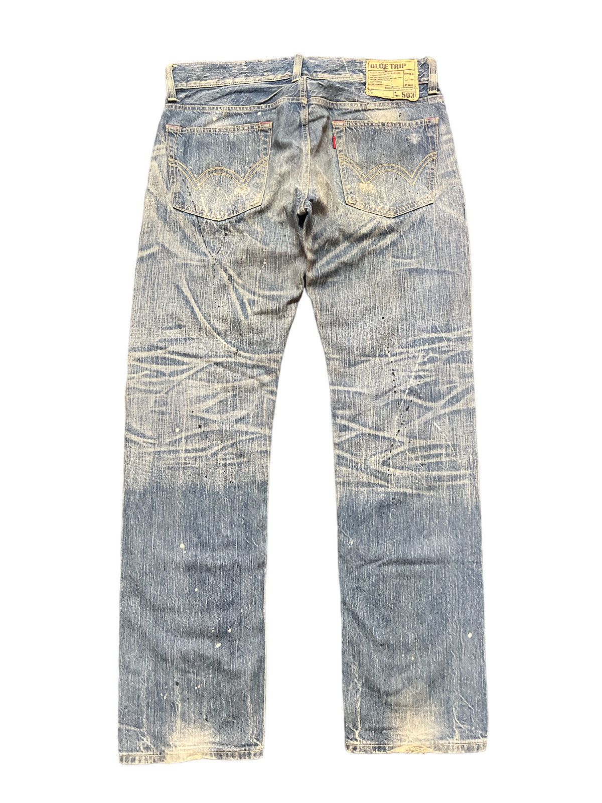 Japanese Brand THRASHED💥EDWIN 503 RIPPED DISTRESSED DENIM PANT Size US 36 / EU 52 - 6 Thumbnail