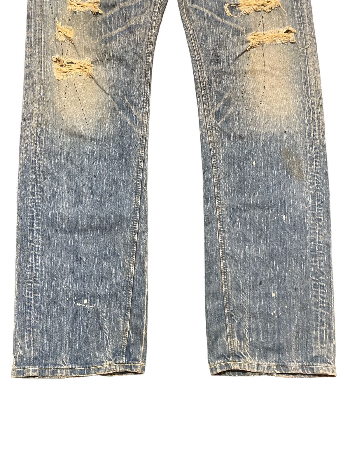 Japanese Brand THRASHED💥EDWIN 503 RIPPED DISTRESSED DENIM PANT Size US 36 / EU 52 - 4 Thumbnail