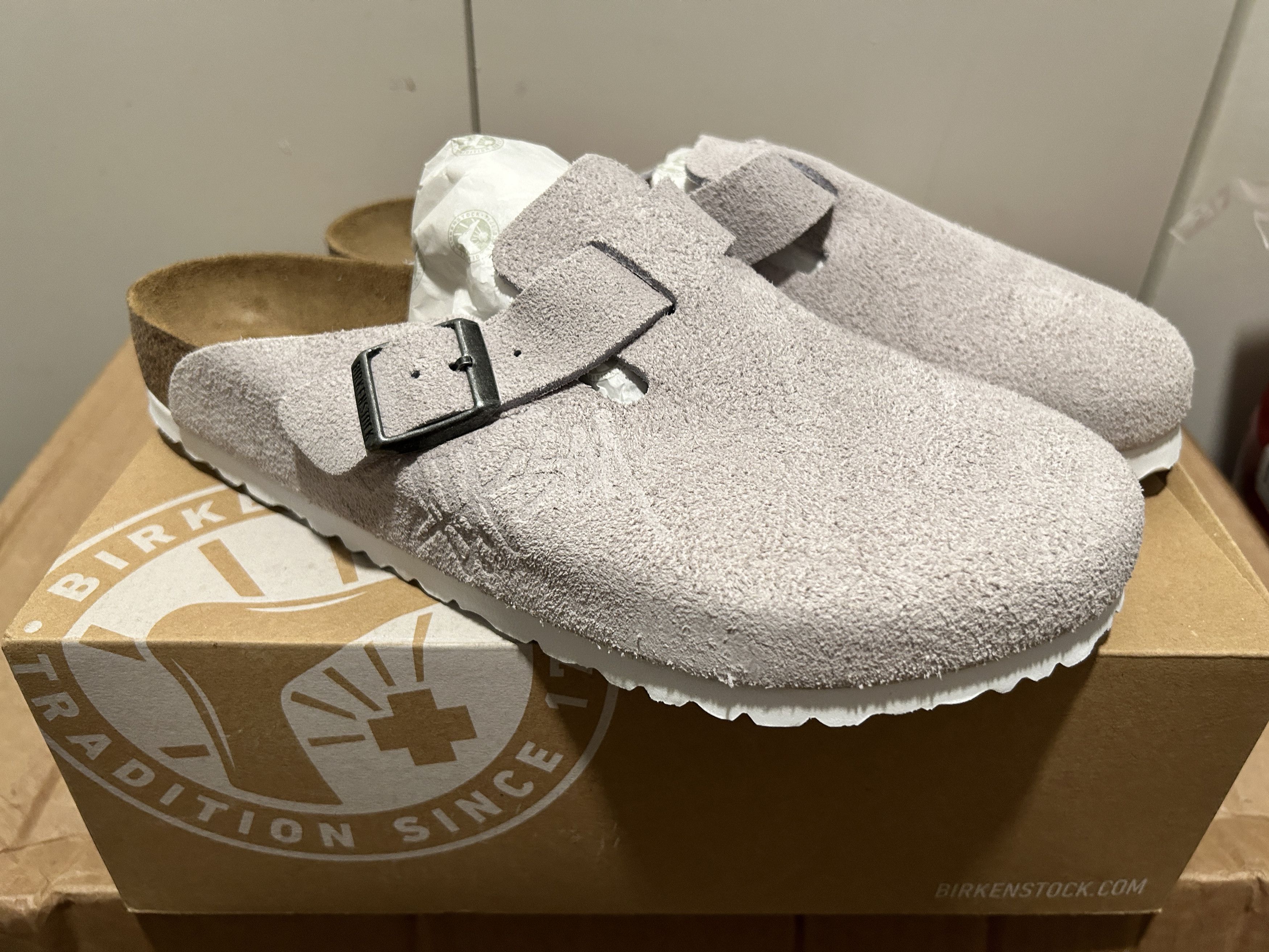 image of Birkenstock × Stussy Boston Clog Bone-2021 Shoes, Men's (Size 9)