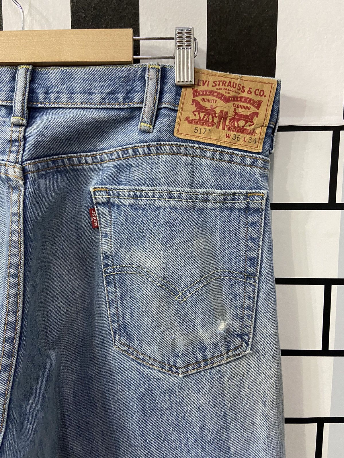 Levi's × Vintage Vintage Levi’s 517 Light Wash Bootcut Distressed Denim Pants Size US 36 / EU 52 - 16 Thumbnail