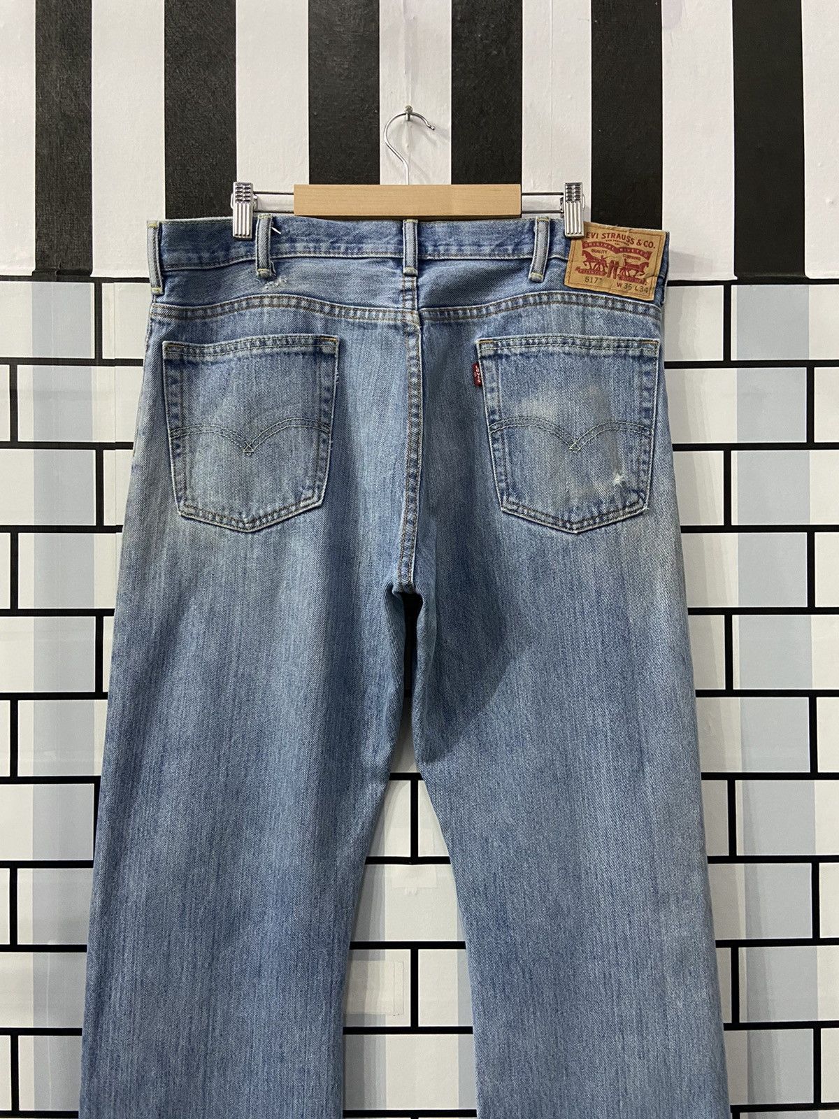 Levi's × Vintage Vintage Levi’s 517 Light Wash Bootcut Distressed Denim Pants Size US 36 / EU 52 - 11 Thumbnail