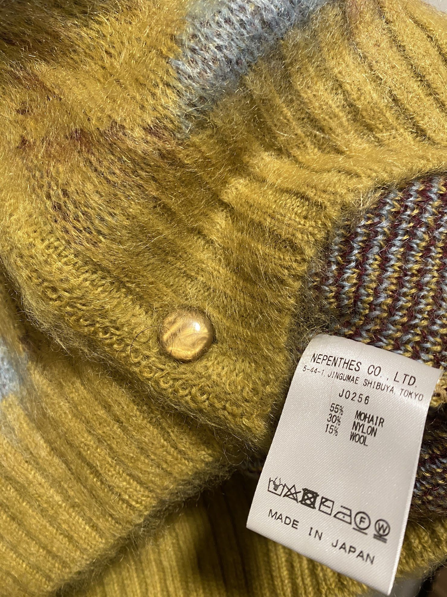 Needles NEEDLES MOHAIR ARGYLE CARDIGAN YELLOW Size US M / EU 48-50 / 2 - 5 Thumbnail