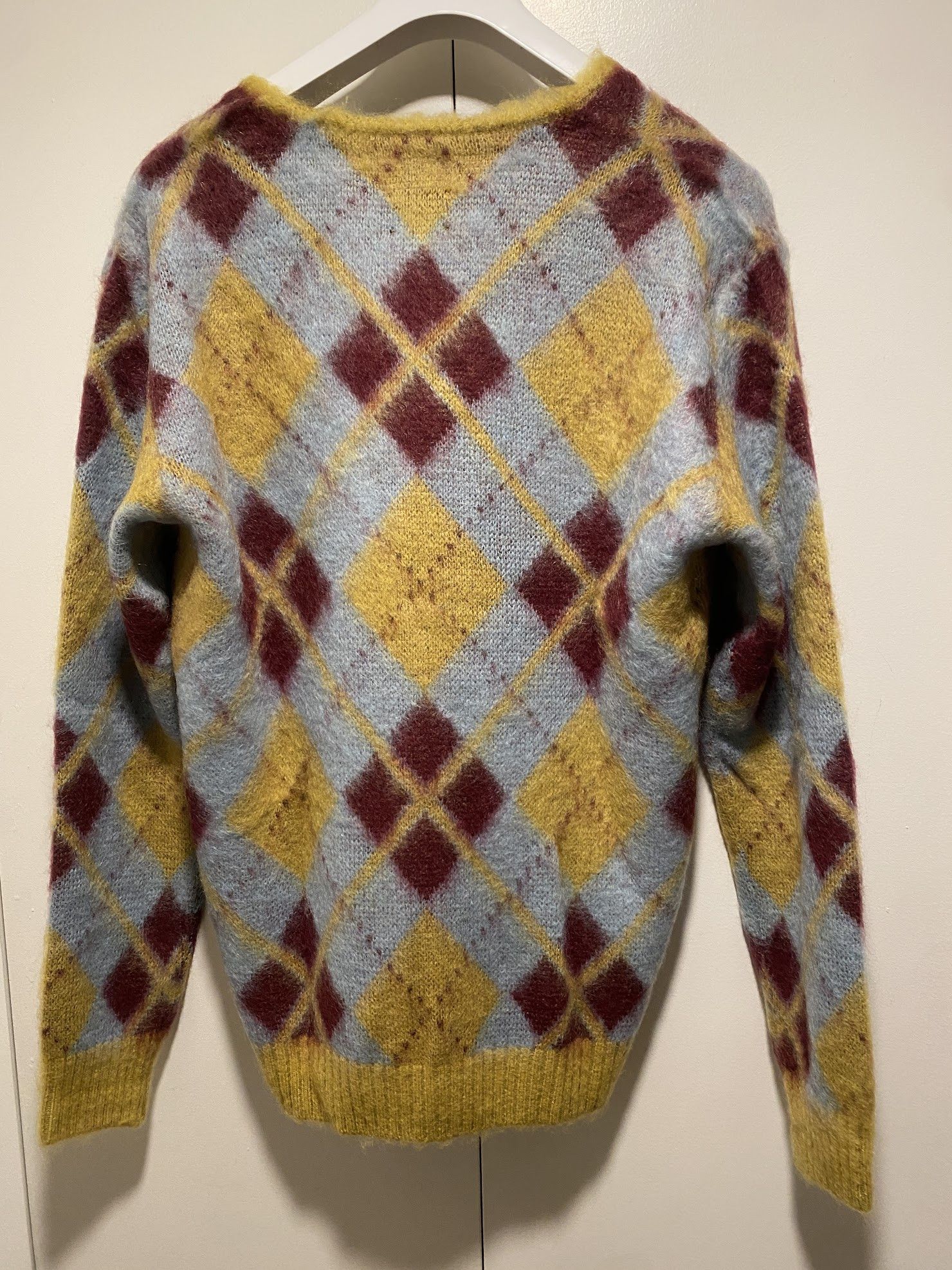 Needles NEEDLES MOHAIR ARGYLE CARDIGAN YELLOW Size US M / EU 48-50 / 2 - 6 Thumbnail