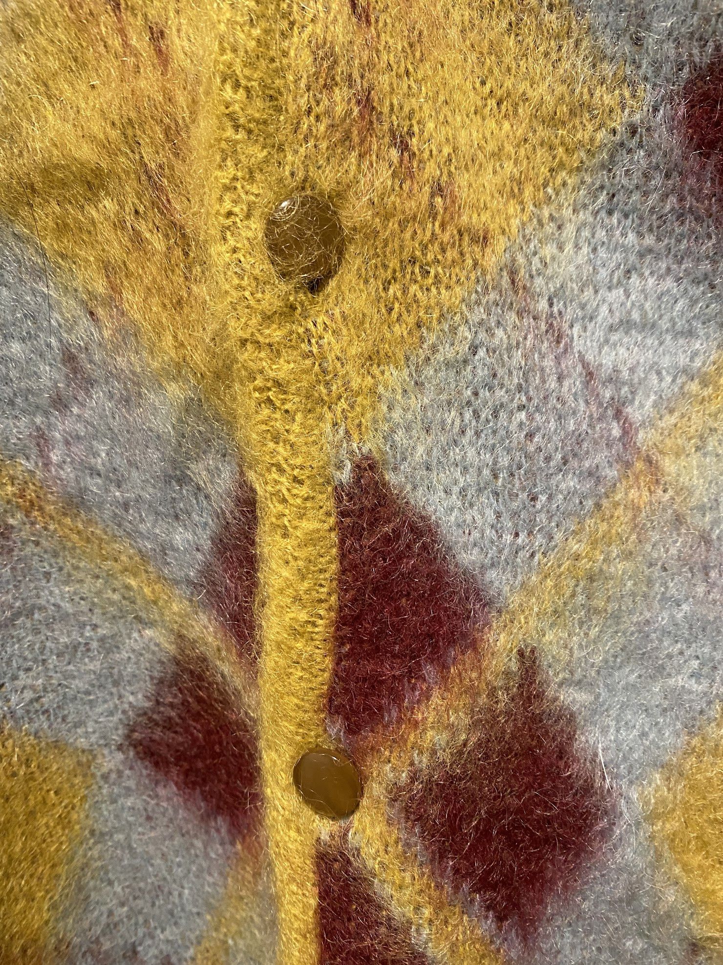 Needles NEEDLES MOHAIR ARGYLE CARDIGAN YELLOW Size US M / EU 48-50 / 2 - 7 Thumbnail