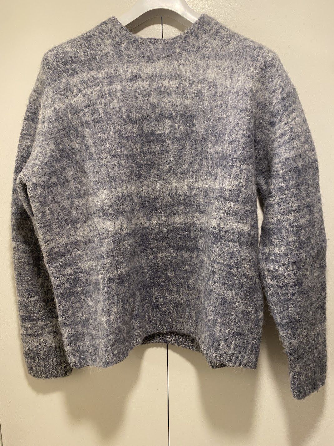 image of Auralee Wool Alpaca Felt Knit P/o Sweater Size 3 in Blue, Men's