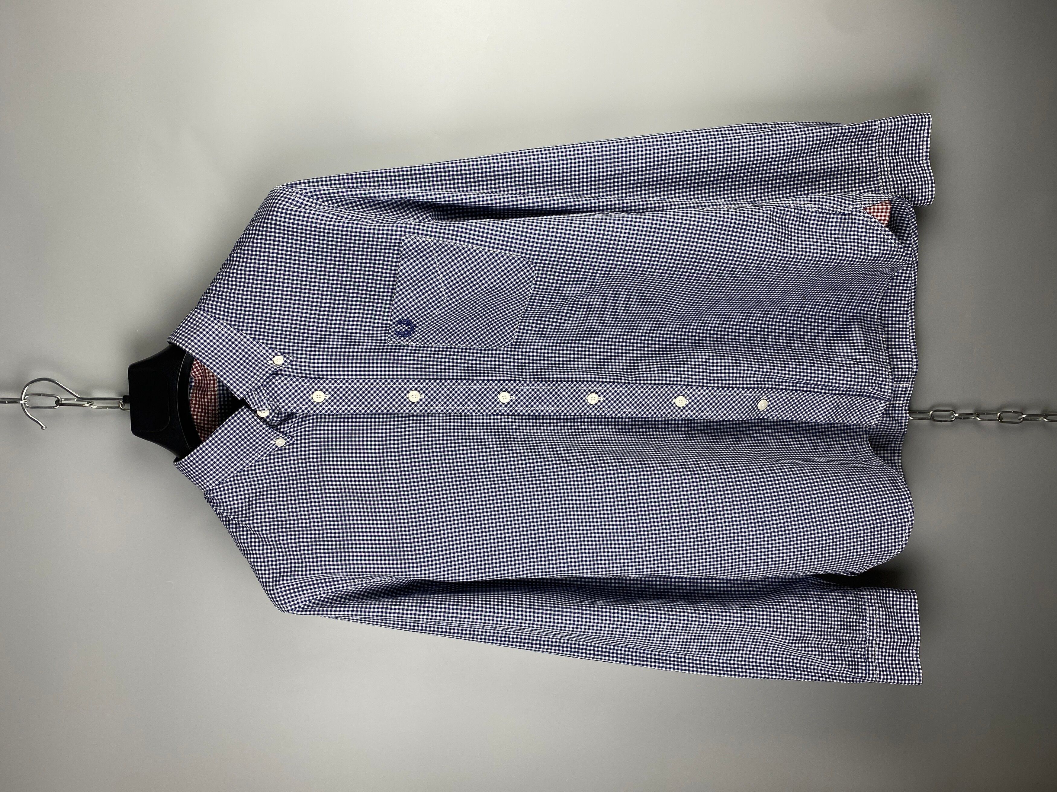 Pre-owned Fred Perry Check Long Sleeve Shirt In Blue