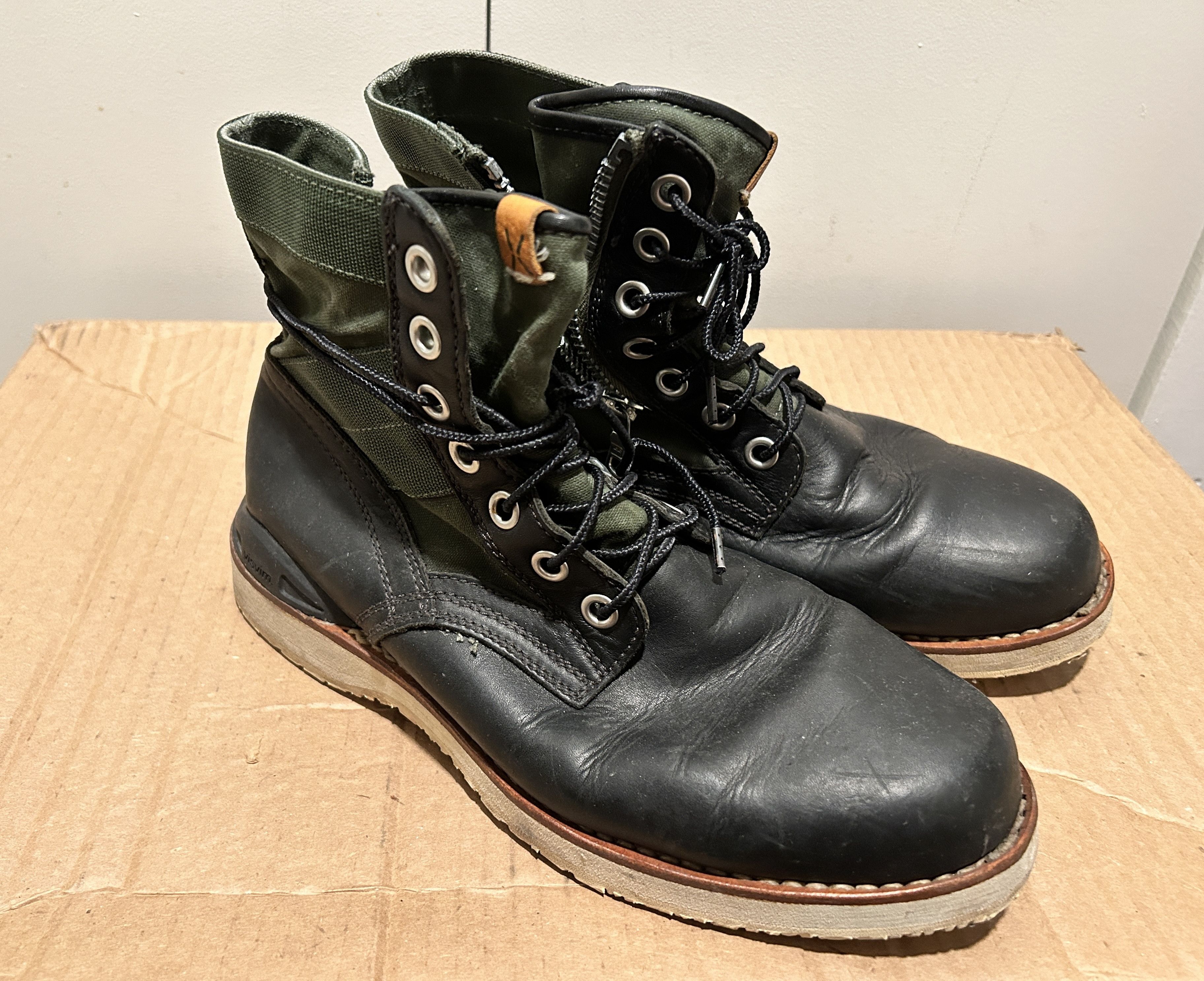 Visvim Visvim 7 Hole 73 Folk Boots Veggie Tan Black Olive Used | Grailed