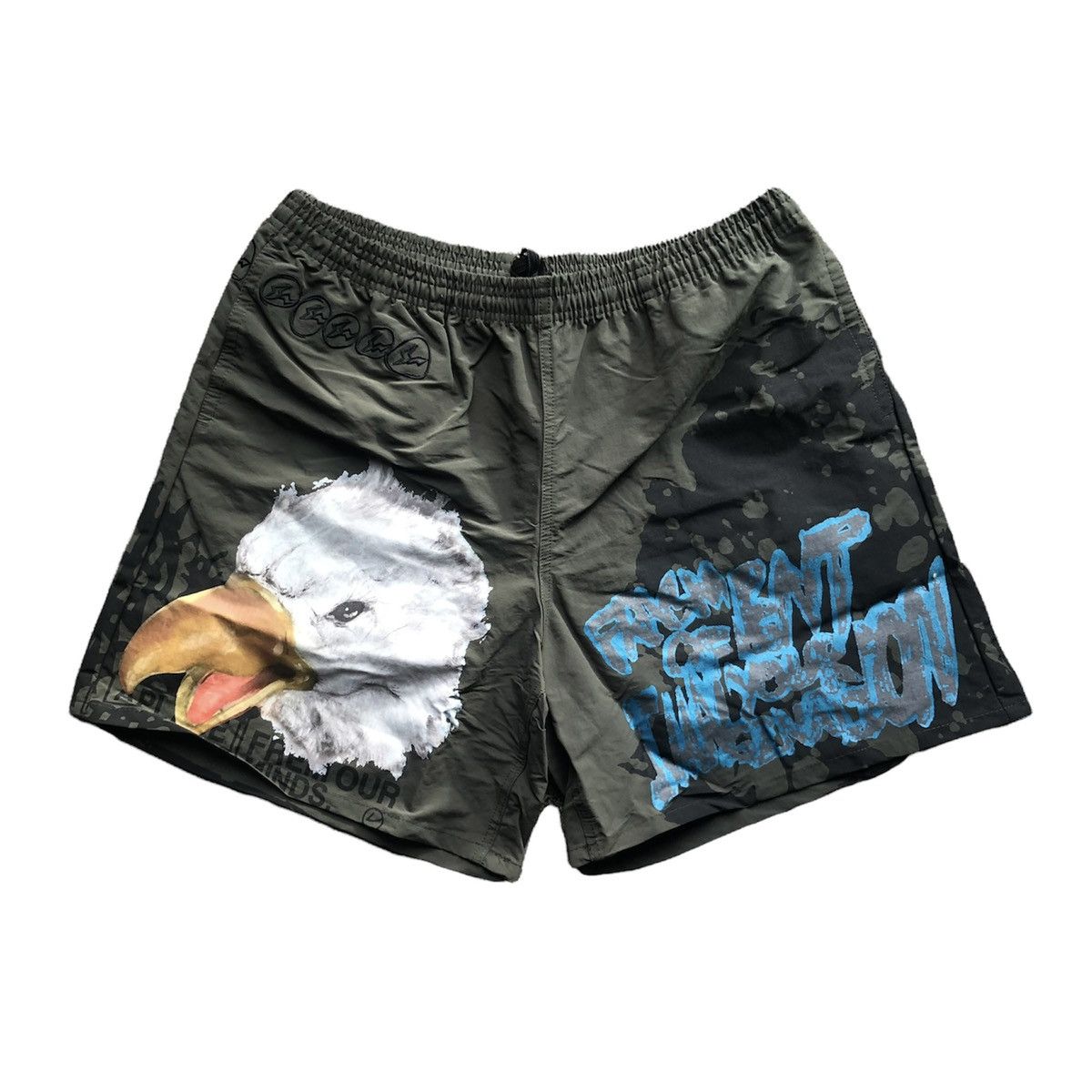 image of Fragment Design x Travis Scott Cactus Jack X Fragment "imagination" Shorts in Olive Green (Size 36)