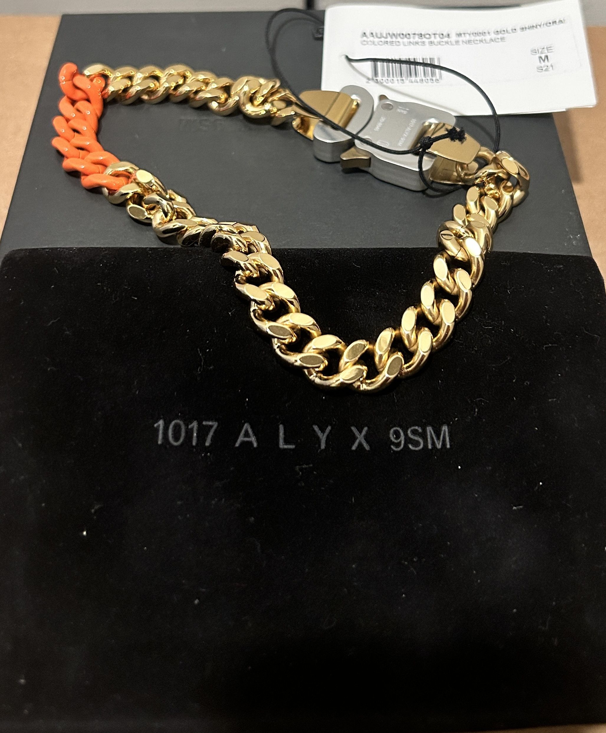 1017 ALYX 9SM Colored Links Gold Chain Buckle Necklace Choker Sz MEDIUM Size 32 - 1 Thumbnail