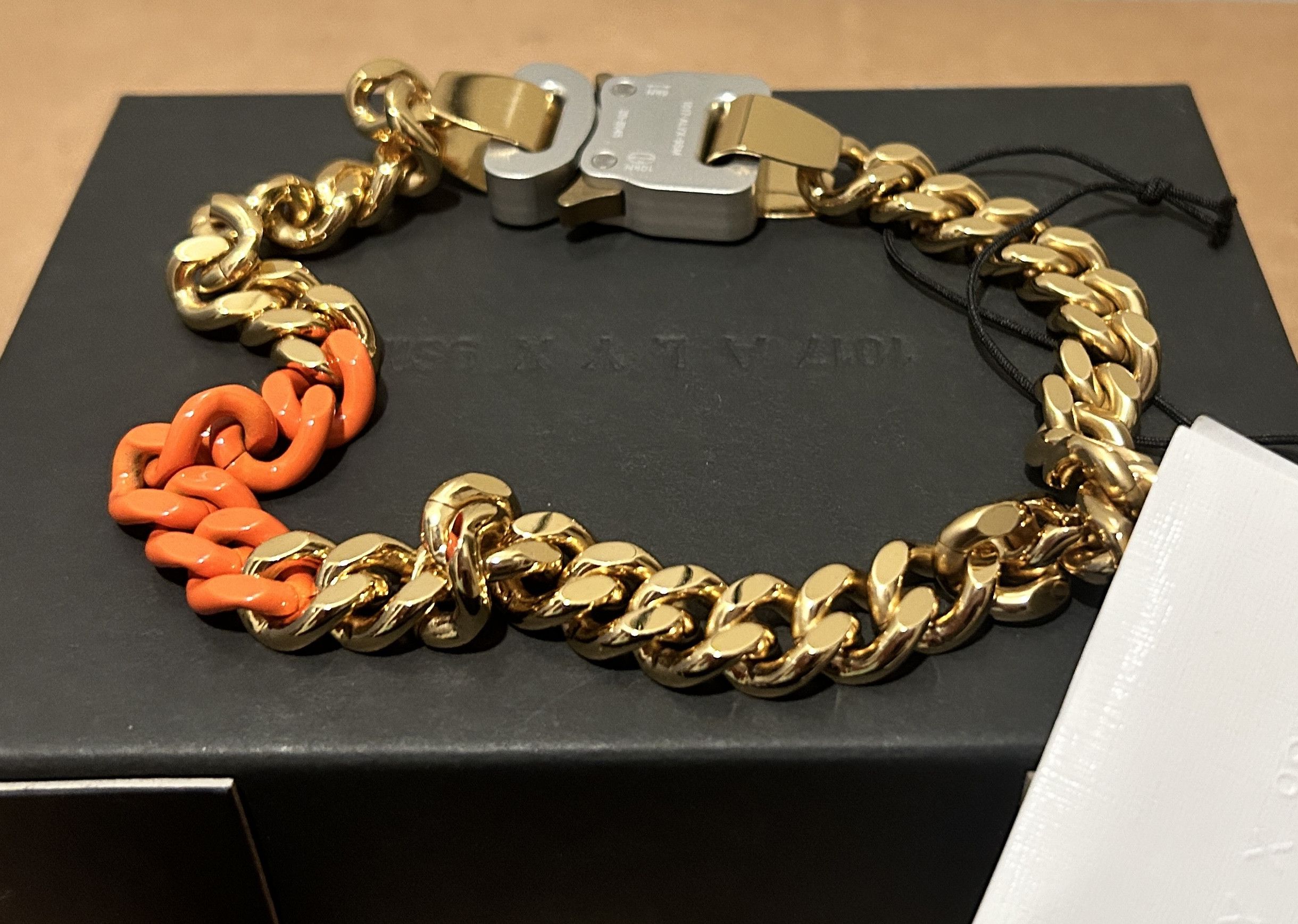 1017 ALYX 9SM Colored Links Gold Chain Buckle Necklace Choker Sz MEDIUM Size 32 - 2 Thumbnail