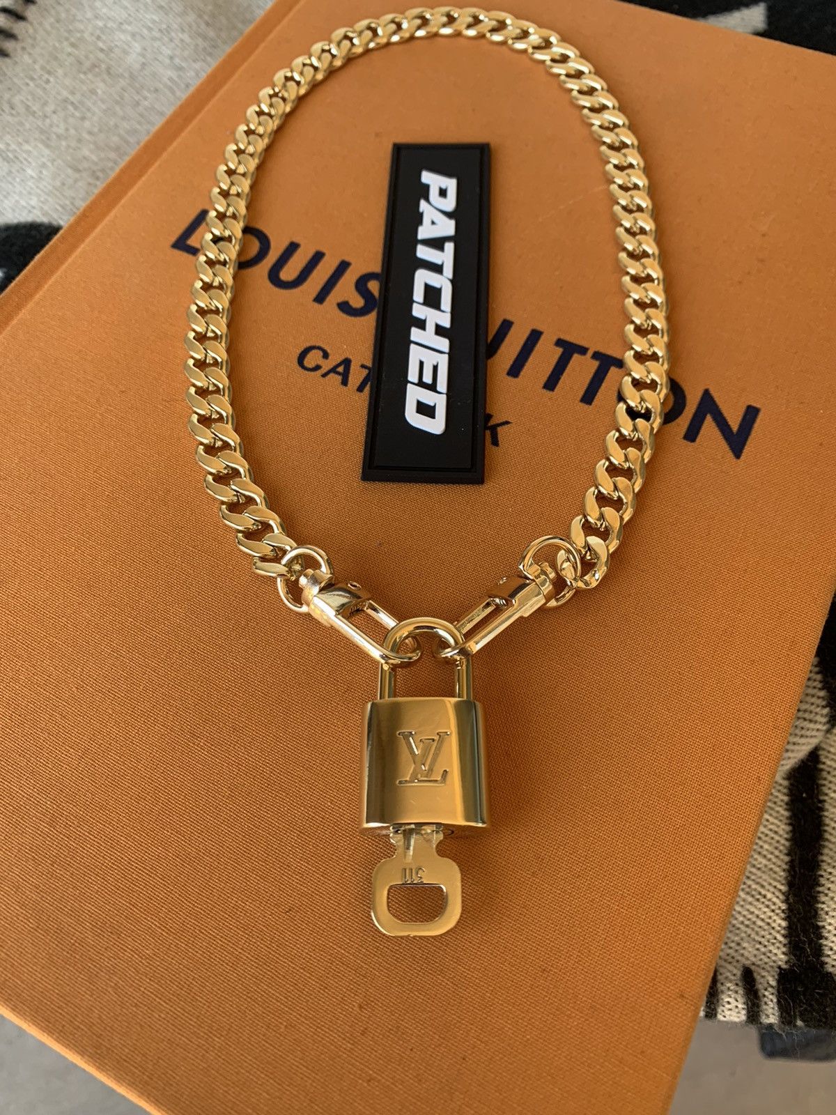 Louis Vuitton, Jewelry, Vintage Louisvuitton Custom Gold Lv Lock Necklace