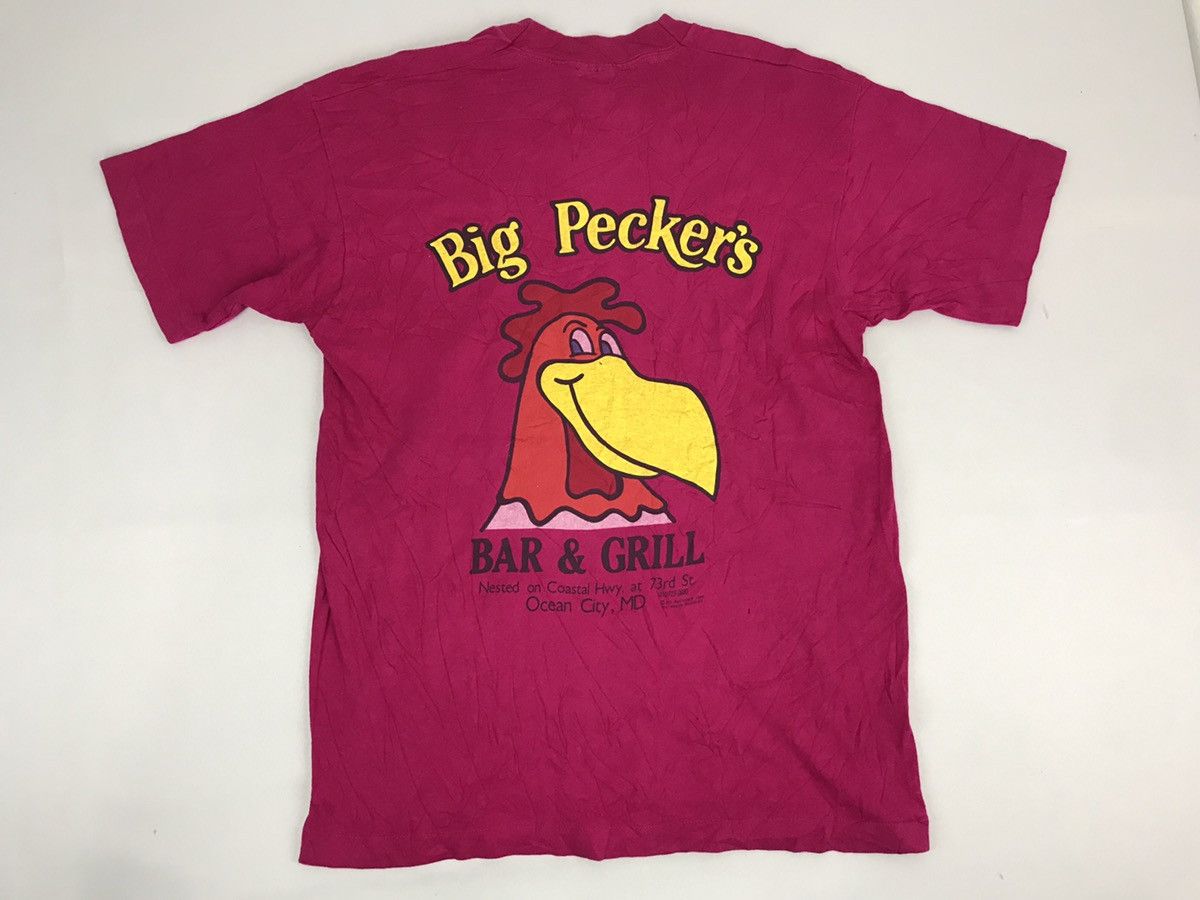 image of Fruit Of The Loom x Made In USA 80's Man Tee 1987 Big Peckers Bar & Grill Ocean City Logo in Maroon