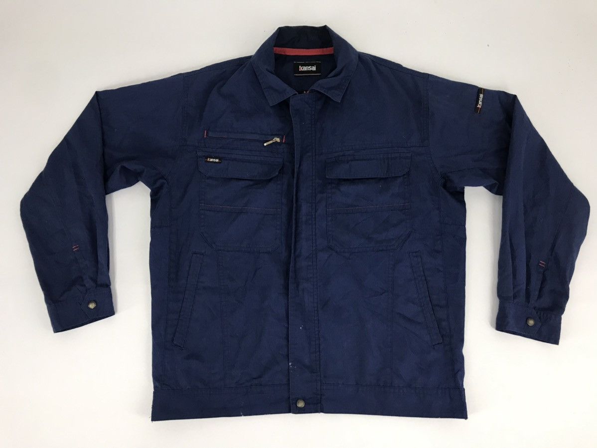 image of Vintage Kansai Yamamoto Light Jacket Workwear Worker in Black/Blue, Men's (Size Medium)